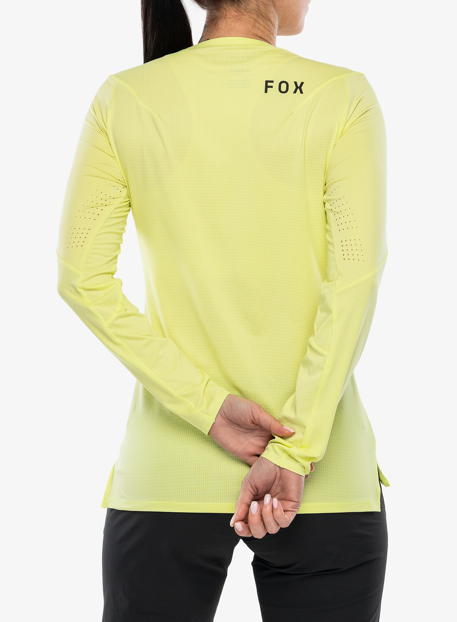 Ženska kolesarska jopa Fox Flexair LS Jersey - lime