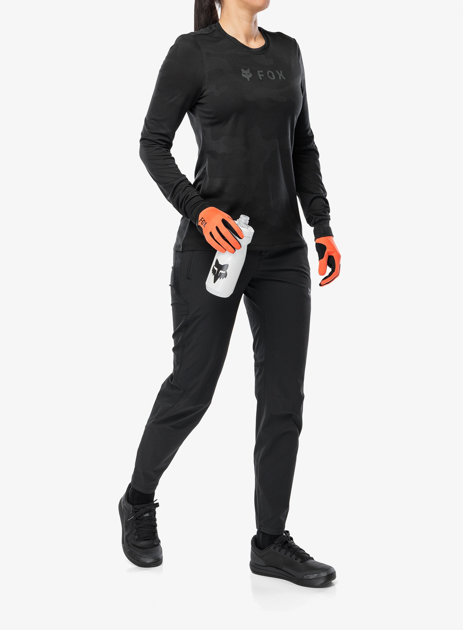 Ženska kolesarska jopa Fox Ranger Tru Dri LS Jersey - black