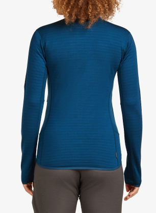 Ženska jopica z zadrgo Icebreaker Merino Blend 300 RealFleece Descender LS Zip - atlantis
