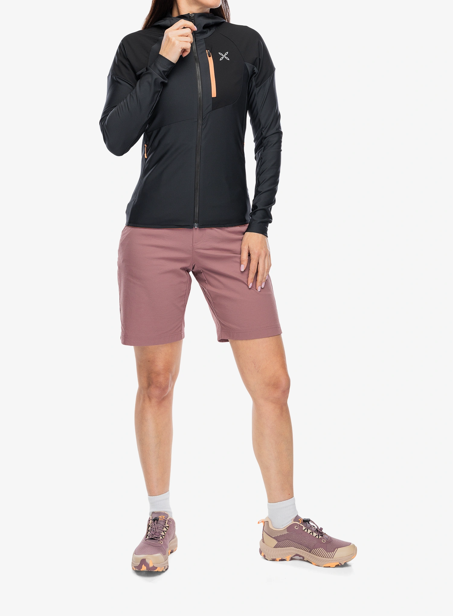 Ženska jopica z zadrgo Montura Spitze Hooded Maglia - anthracite/melon