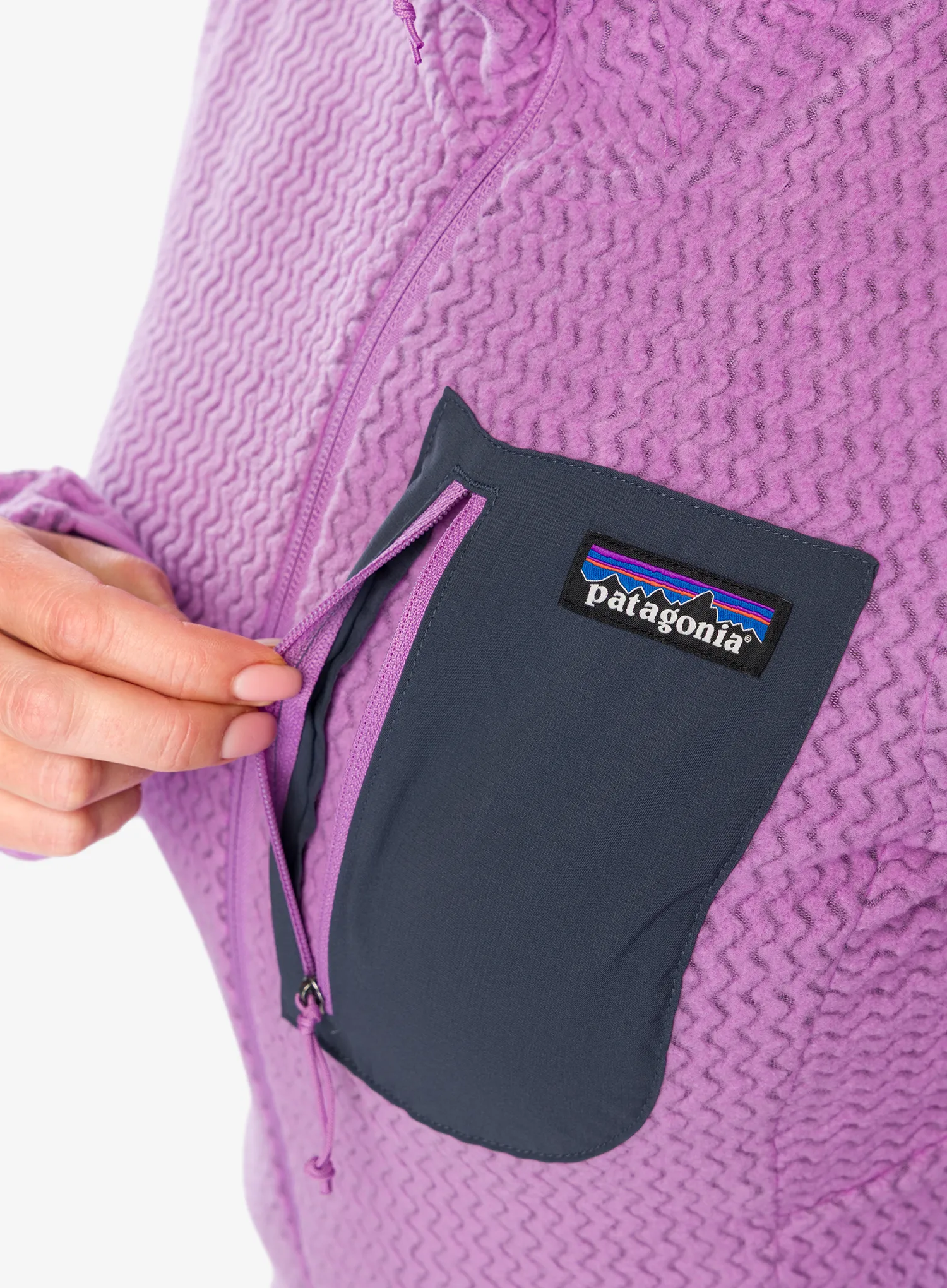 Ženska jopica z zadrgo Patagonia R1 Air Full-Zip Hoody - brisk purple