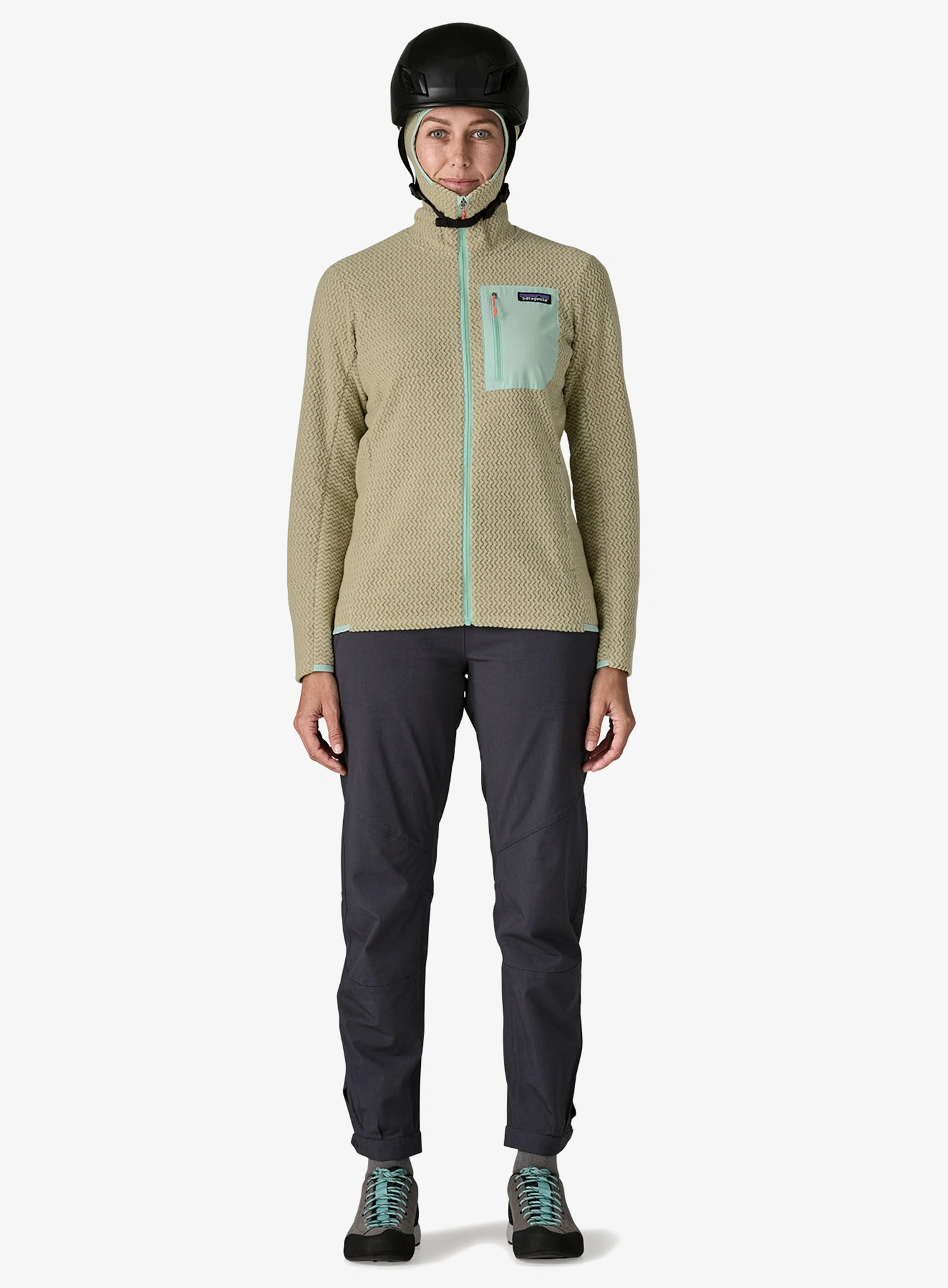Ženska jopica z zadrgo Patagonia R1 Air Full-Zip Hoody - weathered stone