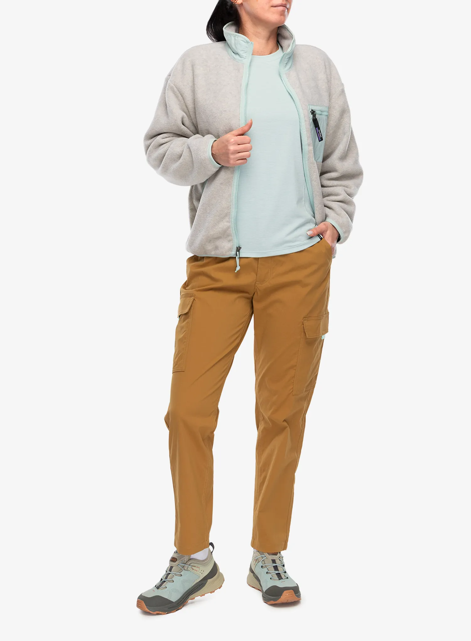 Ženska jopica z zadrgo Patagonia Synch Jkt - oatmeal heather w/thin ice