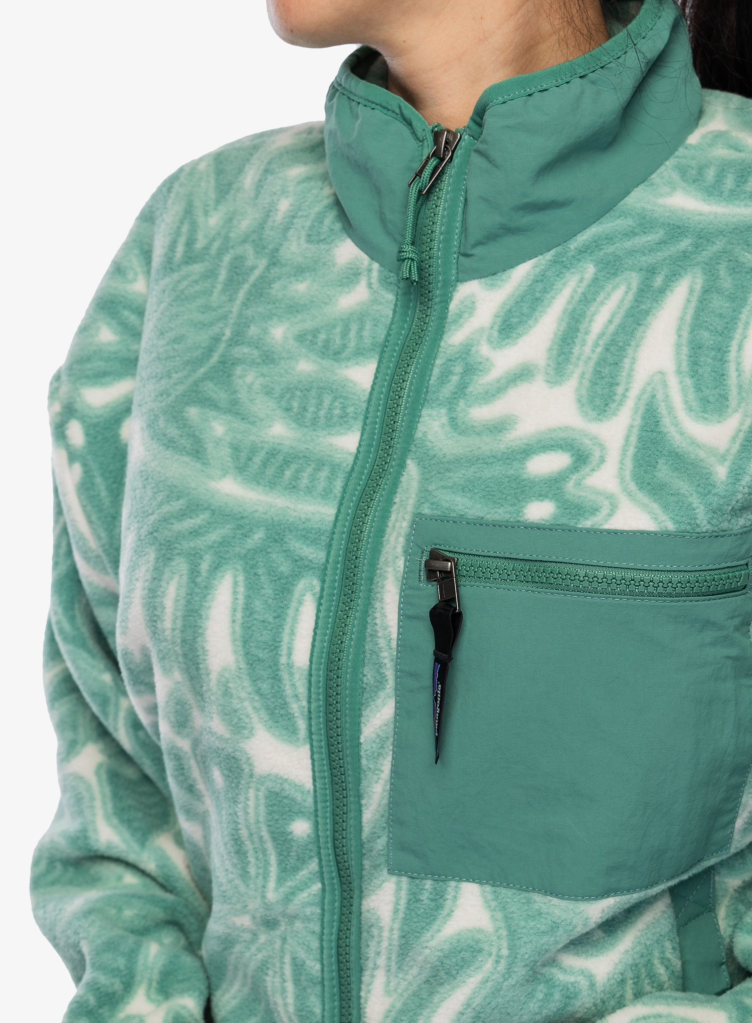 Ženska jopica z zadrgo Patagonia Synchilla Jacket - bees and flowers/green