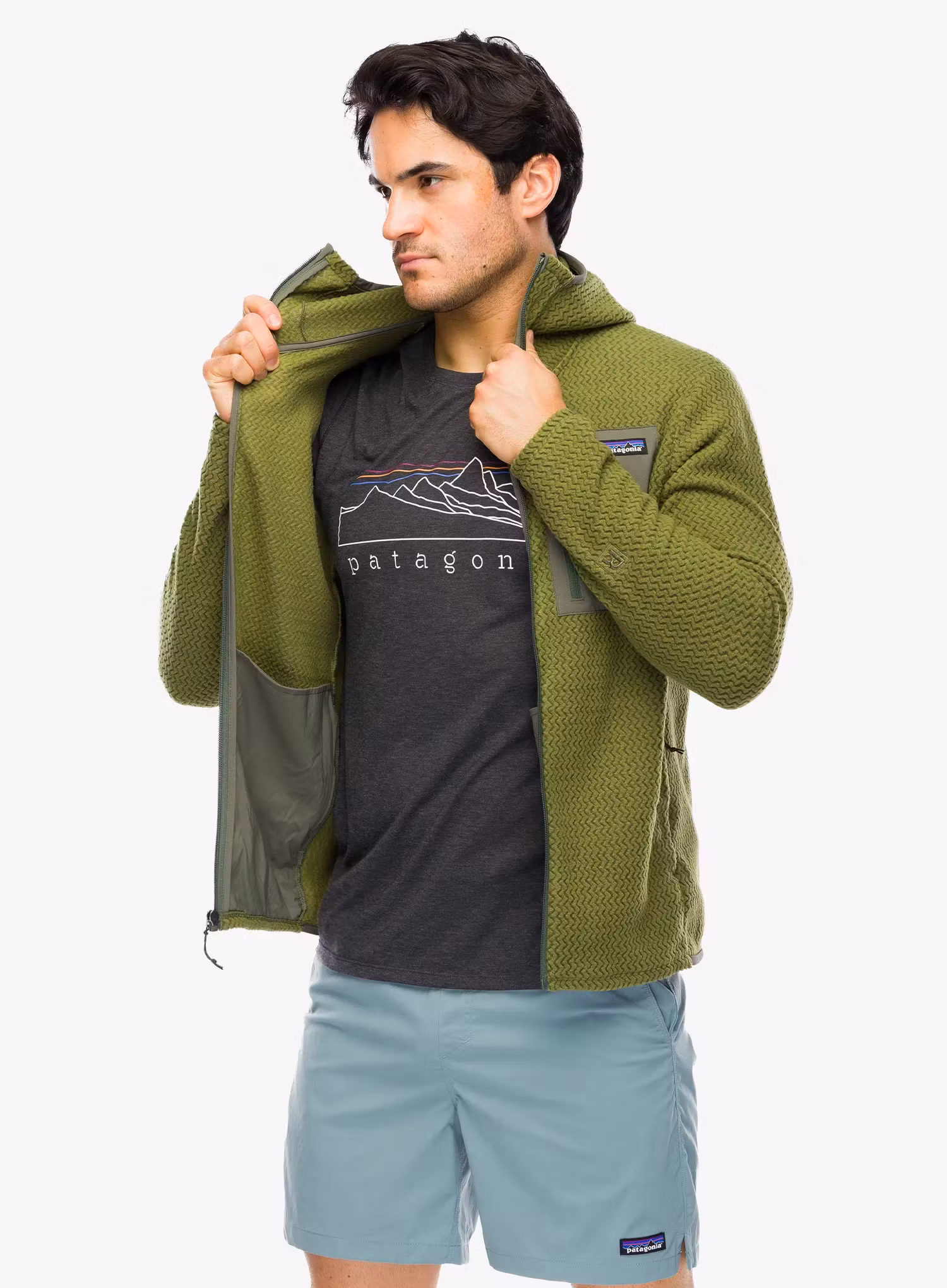 Jopica na zadrgo Patagonia R1 Air Full-Zip Hoody - caper green