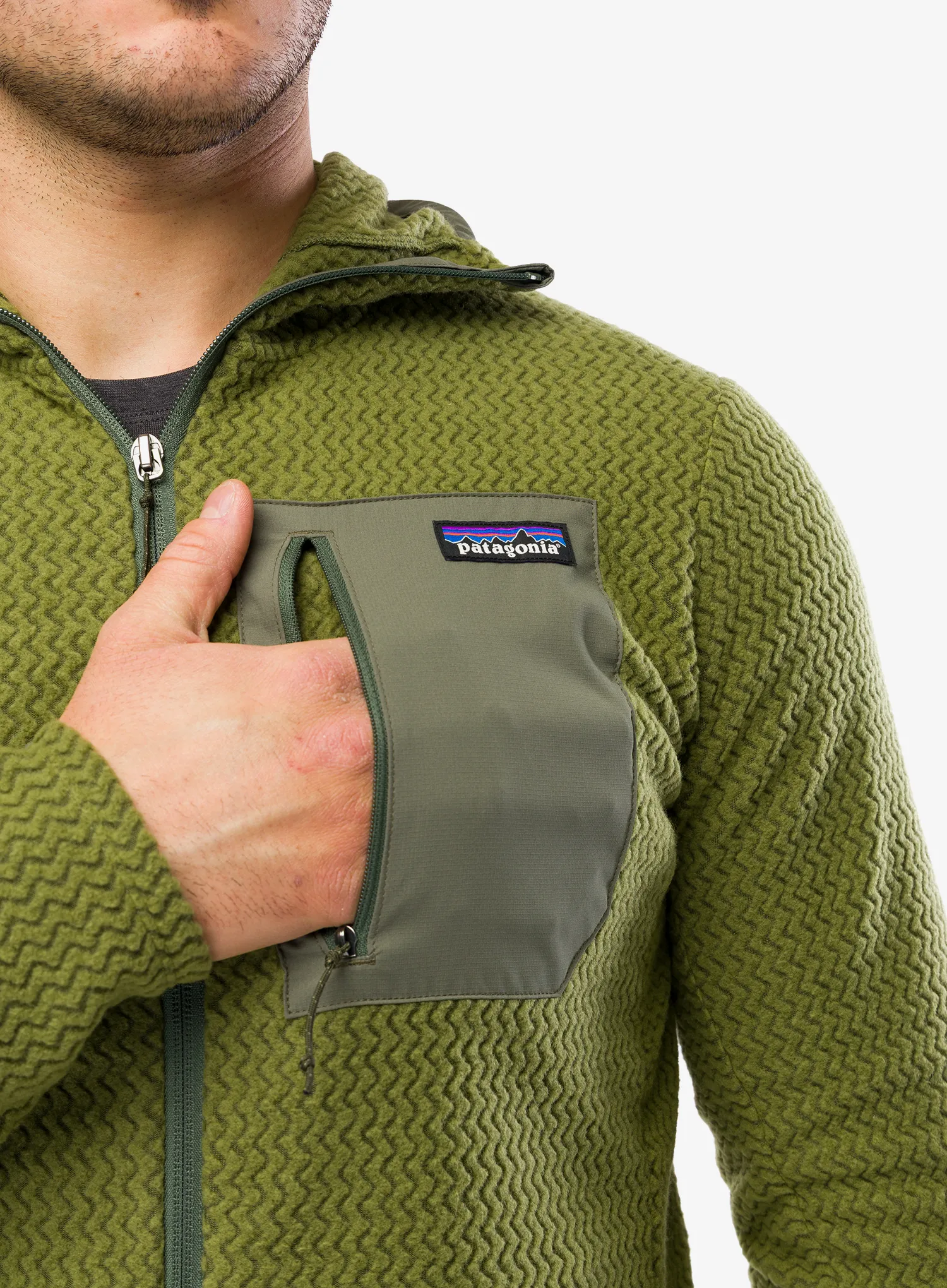 Jopica na zadrgo Patagonia R1 Air Full-Zip Hoody - caper green