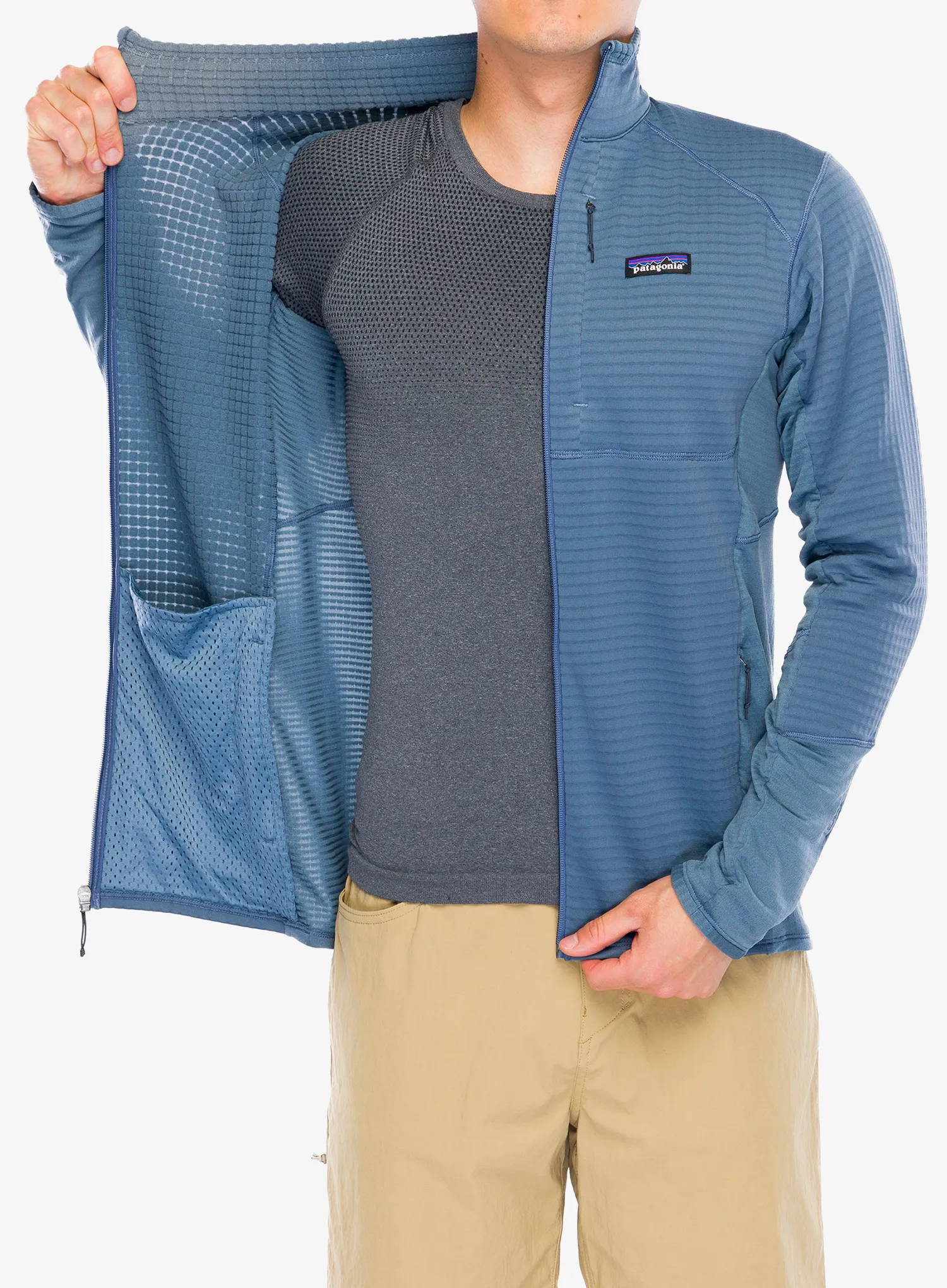 Jopica na zadrgo Patagonia R1 Hybrid Jacket - utility blue