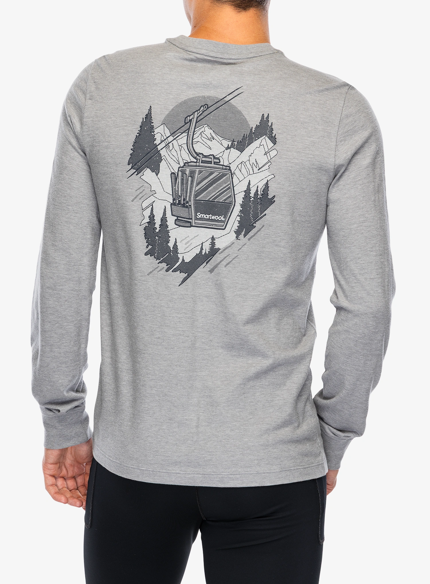 Jopica Smartwool Gondola View Long Sleeve Graphic Tee - light gray heather