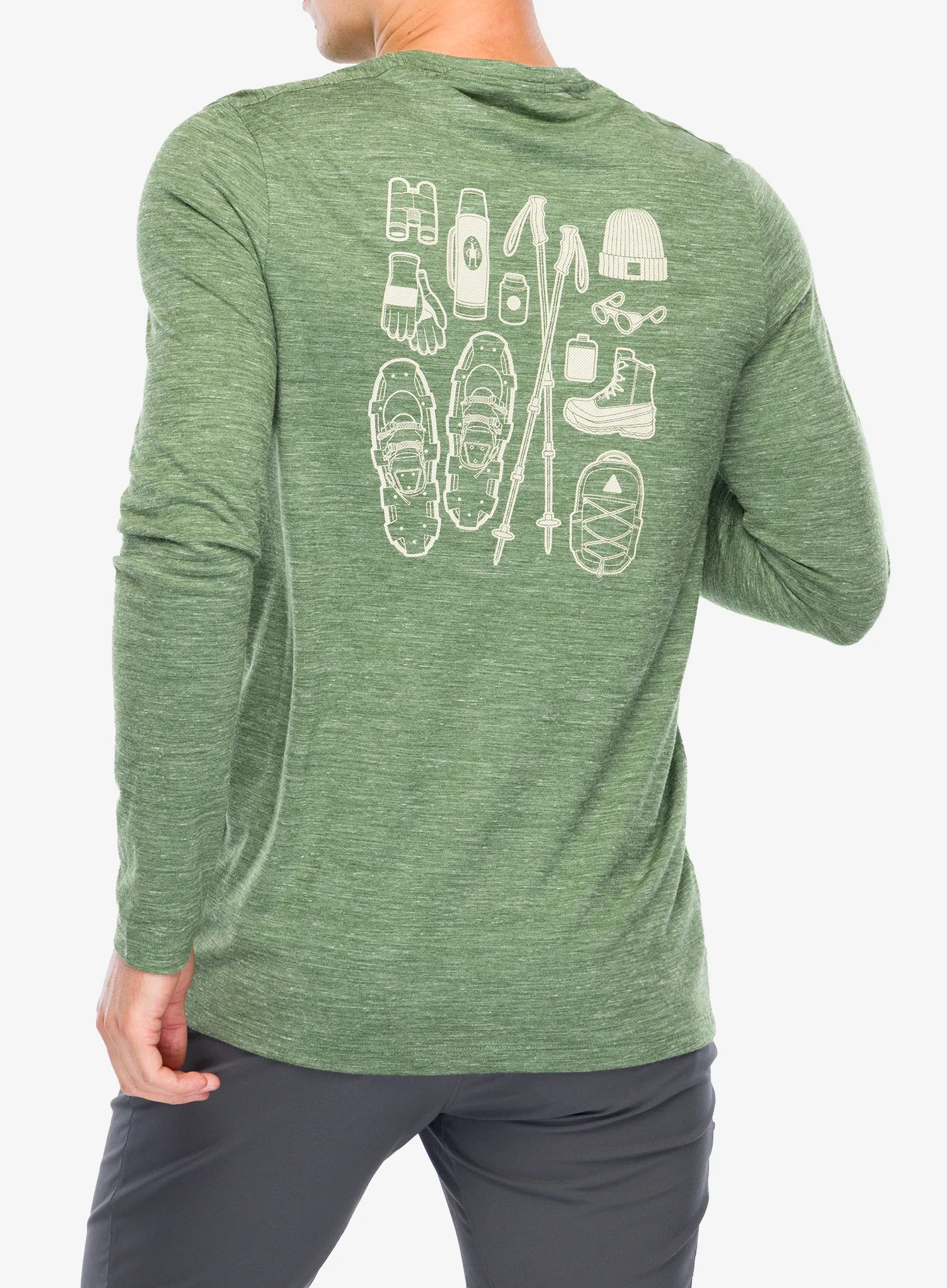 Jopica Smartwool Merino Hemp Blend Gear Up Long Sleeve Graphic Tee - fern green heather