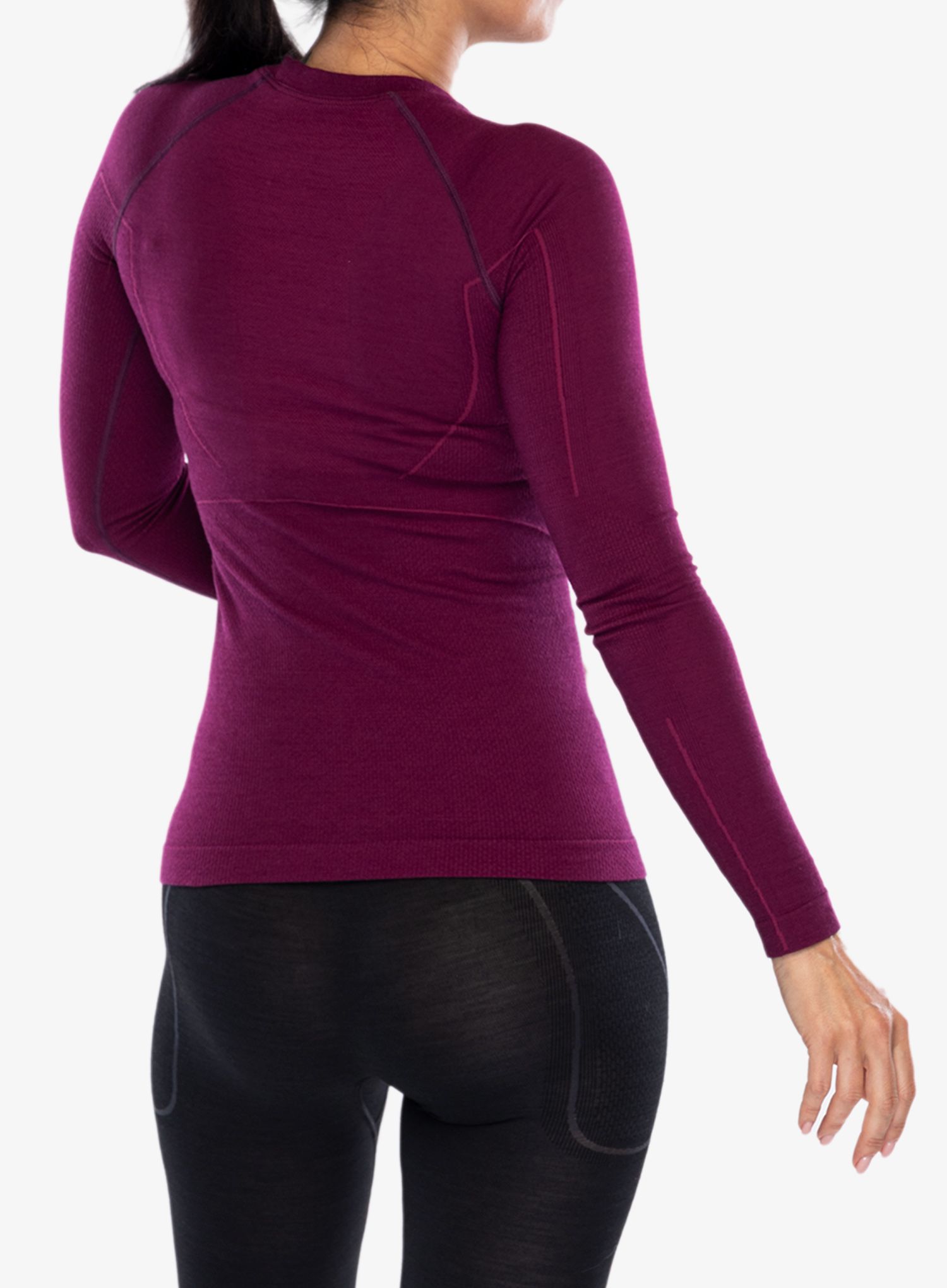 Ženska termo flis jopa Brubeck Active Wool L/S Shirt - plum