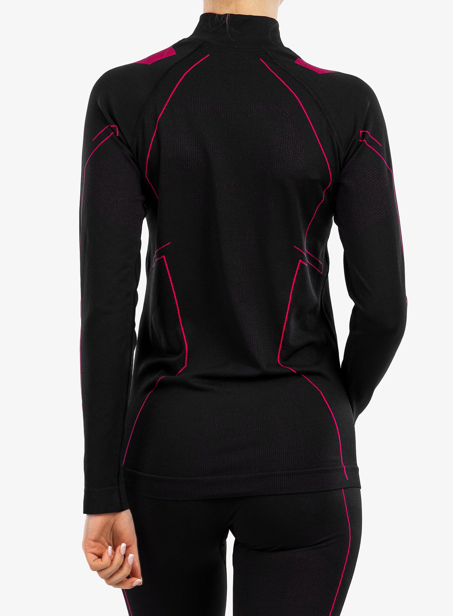 Ženska termo flis jopa Brubeck Cooler L/S - black/amaranth