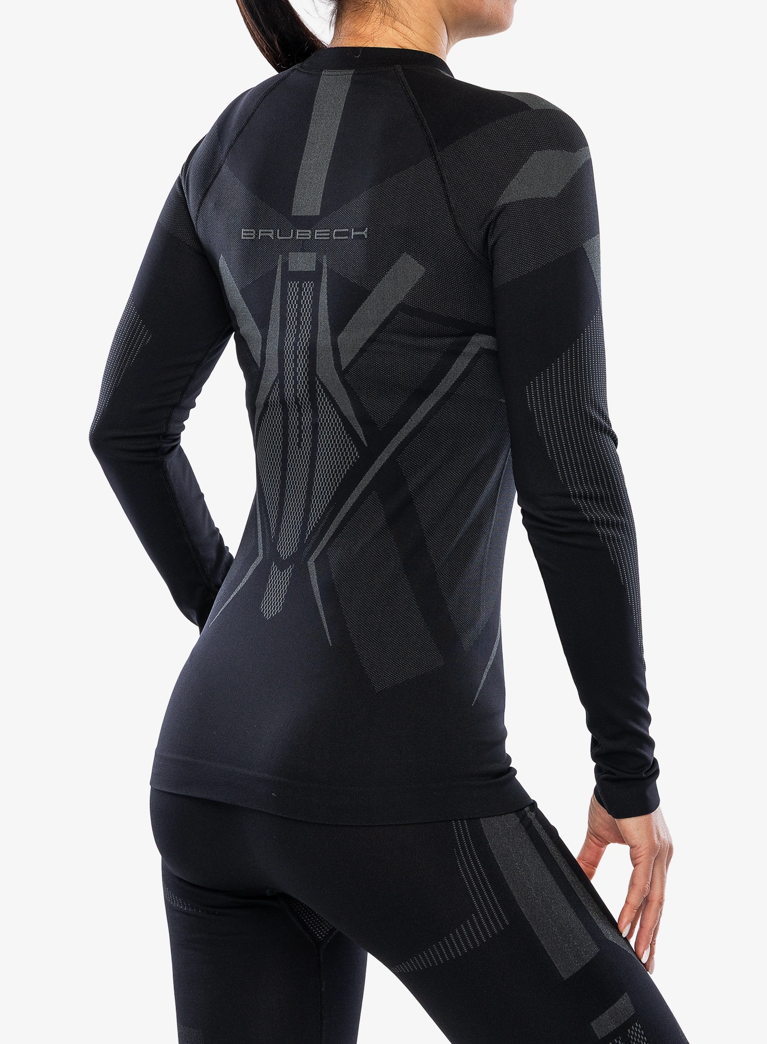 Ženska termo flis jopa Brubeck Dry LS - black/graphite