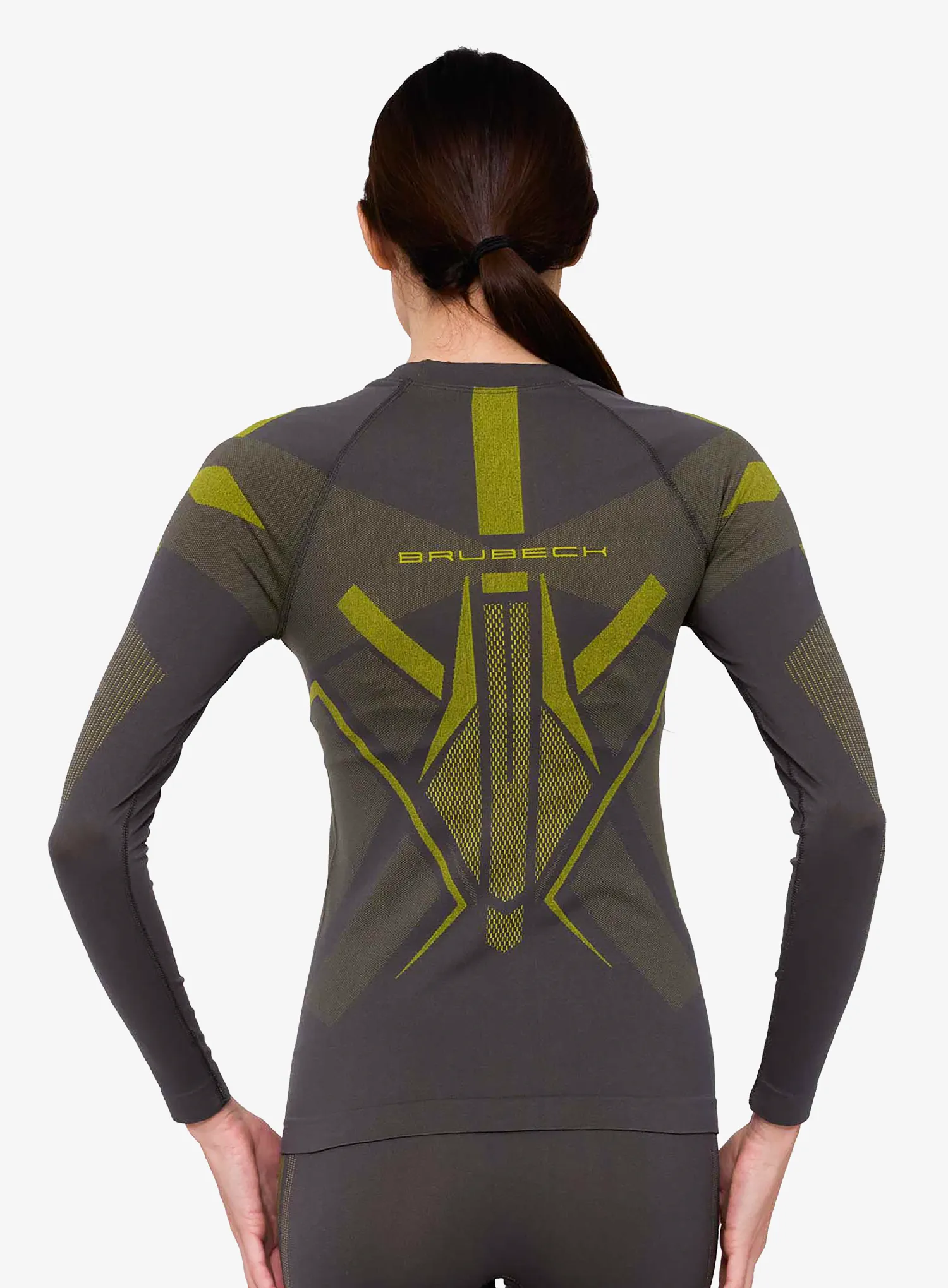 Ženska termo flis jopa Brubeck Dry LS - grey/lime