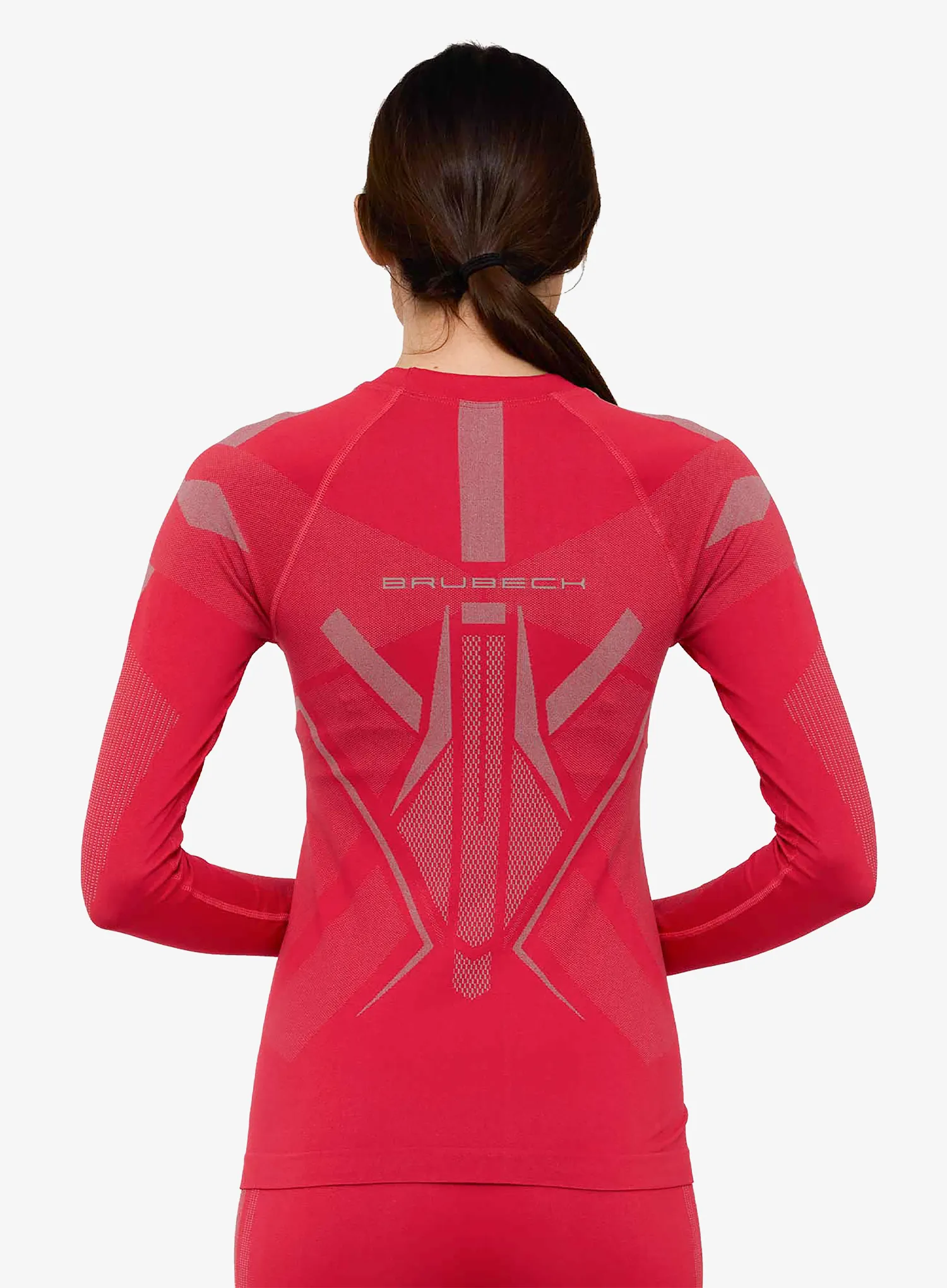 Ženska termo flis jopa Brubeck Dry LS - raspberry/grey