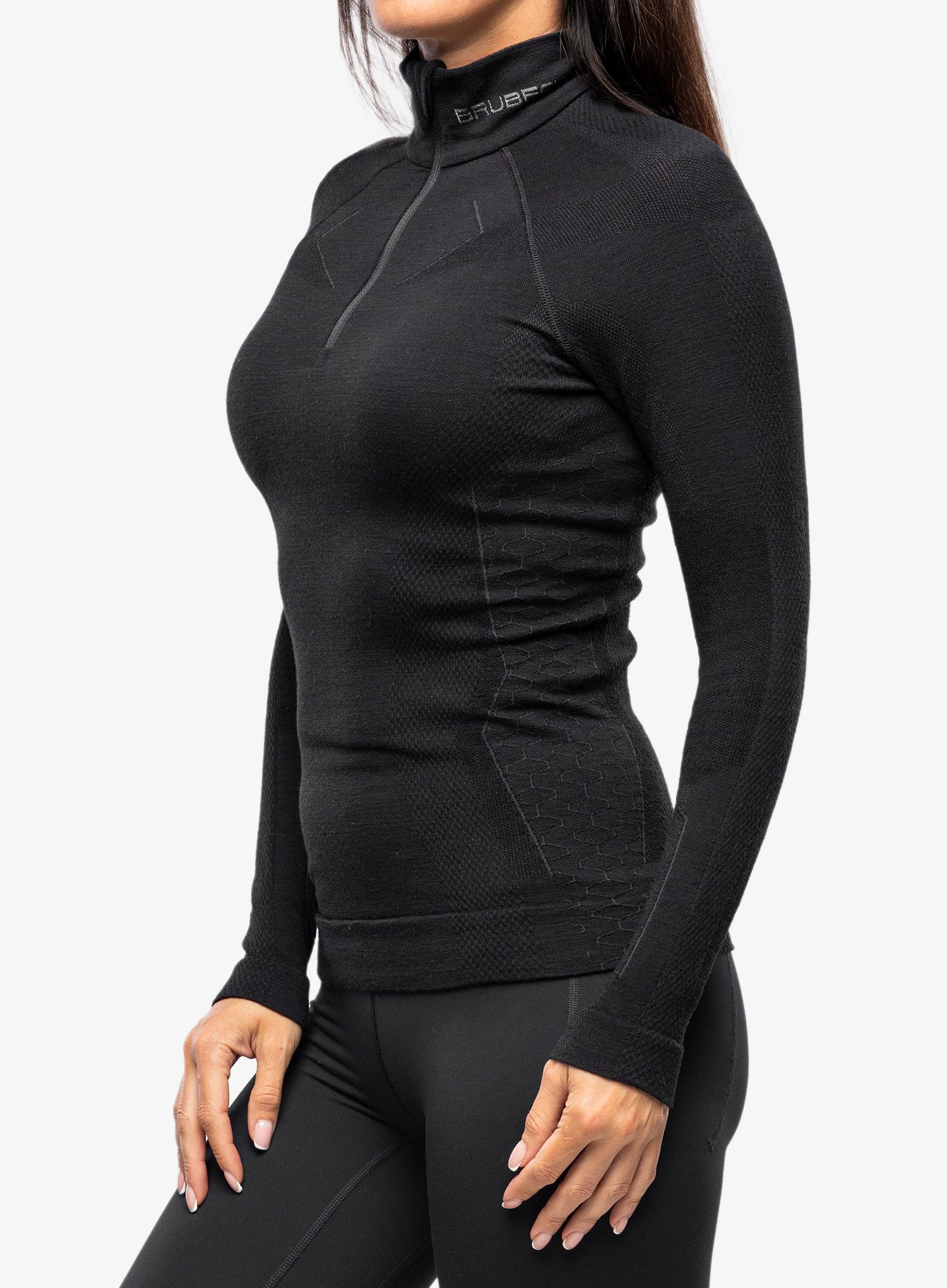 Ženska termo flis jopa Brubeck Extreme Merino HZ - black