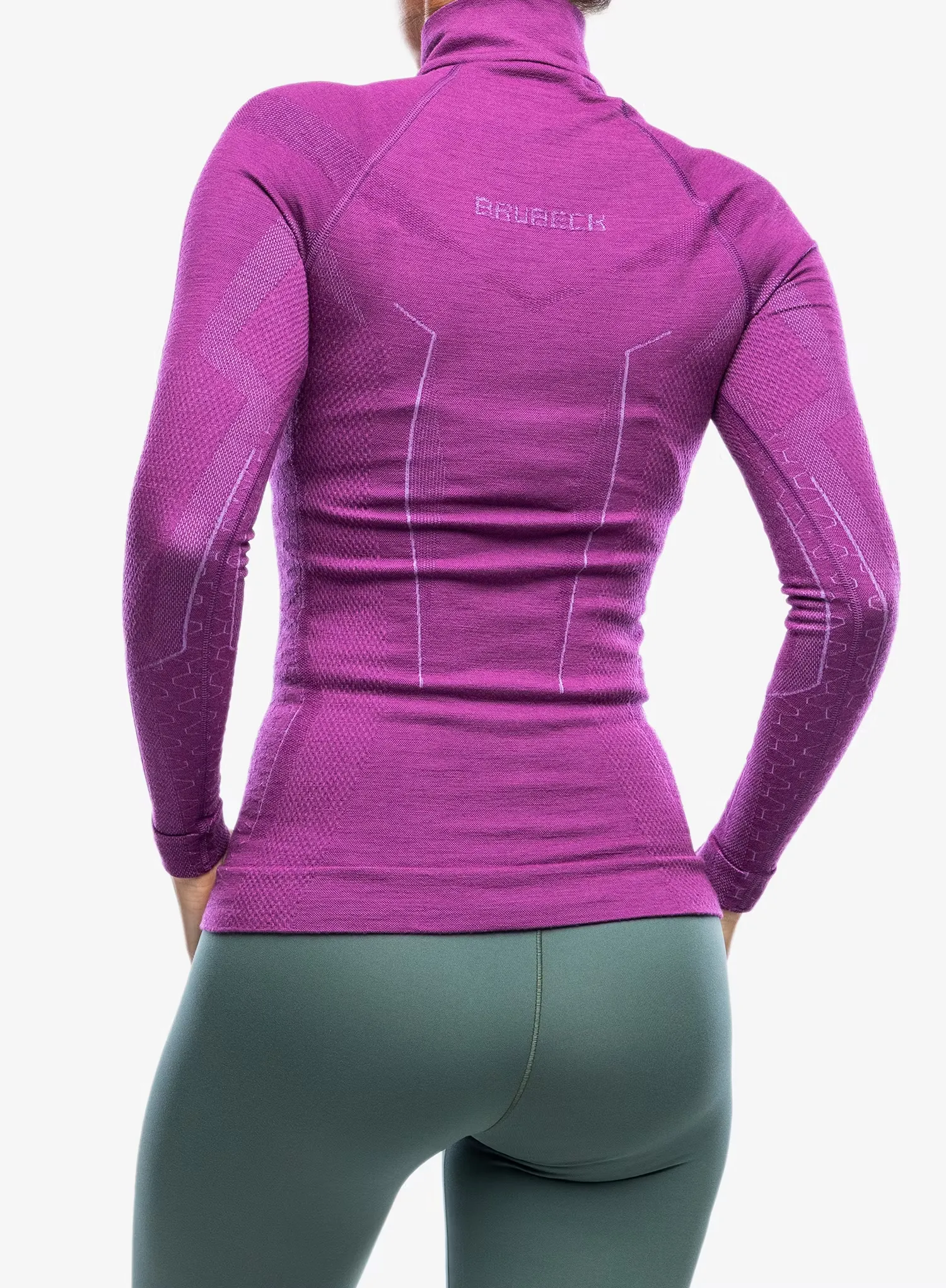 Ženska termo flis jopa Brubeck Extreme Merino HZ - fuchsia