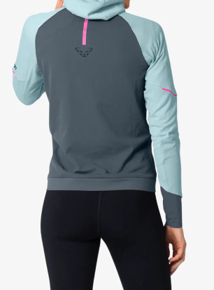 Ženska termo flis jopa Dynafit Alpine L/S Hooded Tee - cloud blue