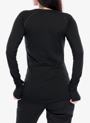 Ženska termo flis jopa Icebreaker Merino 200 ZoneKnit LS Crewe - black
