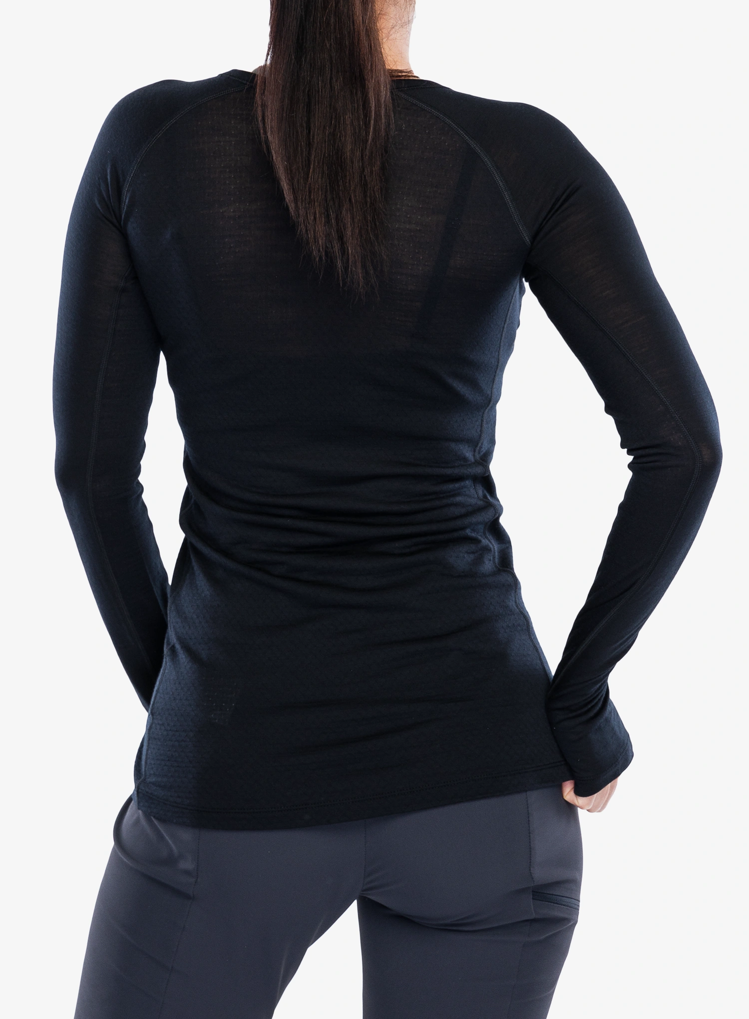 Ženska termo flis jopa Icebreaker Merino Blend 125 ZoneKnit LS Crewe - black