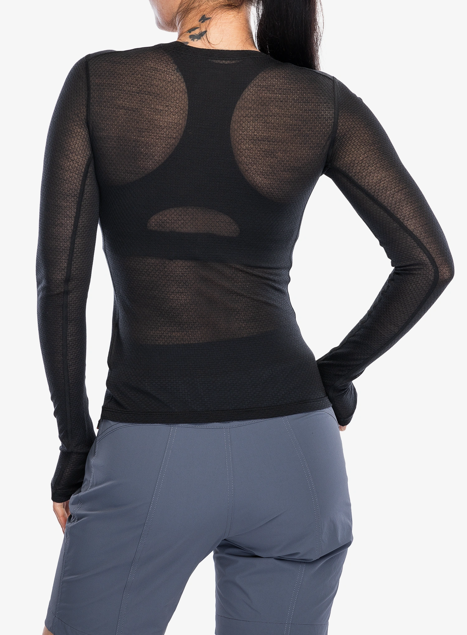 Ženska termo flis jopa Icebreaker Merino Blend 75 Cool-Lite Featherlight LS Crewe - black