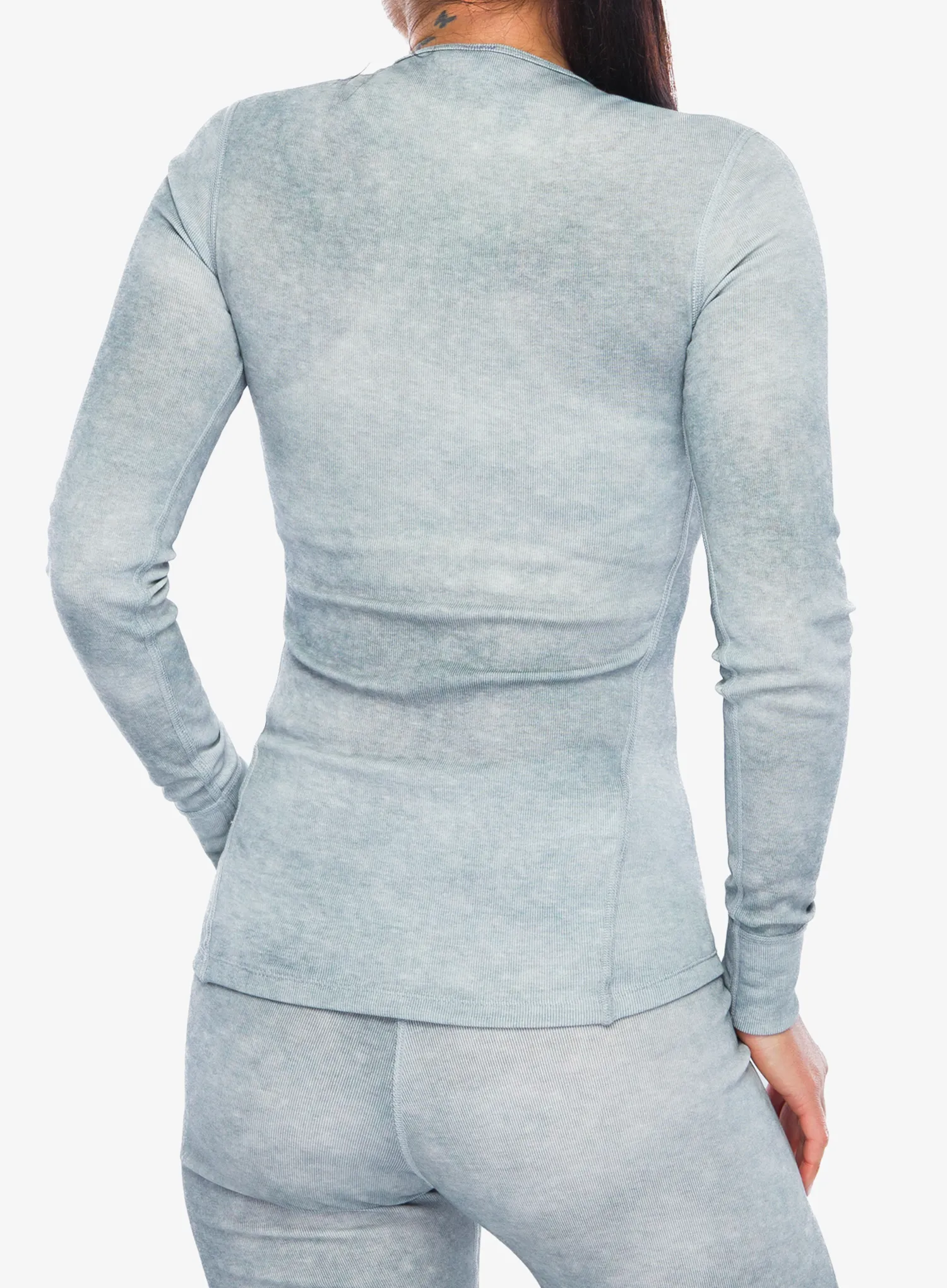 Ženska termo flis jopa Odlo Active Warm X Pow BL Top Crew Neck L/S - silver grey