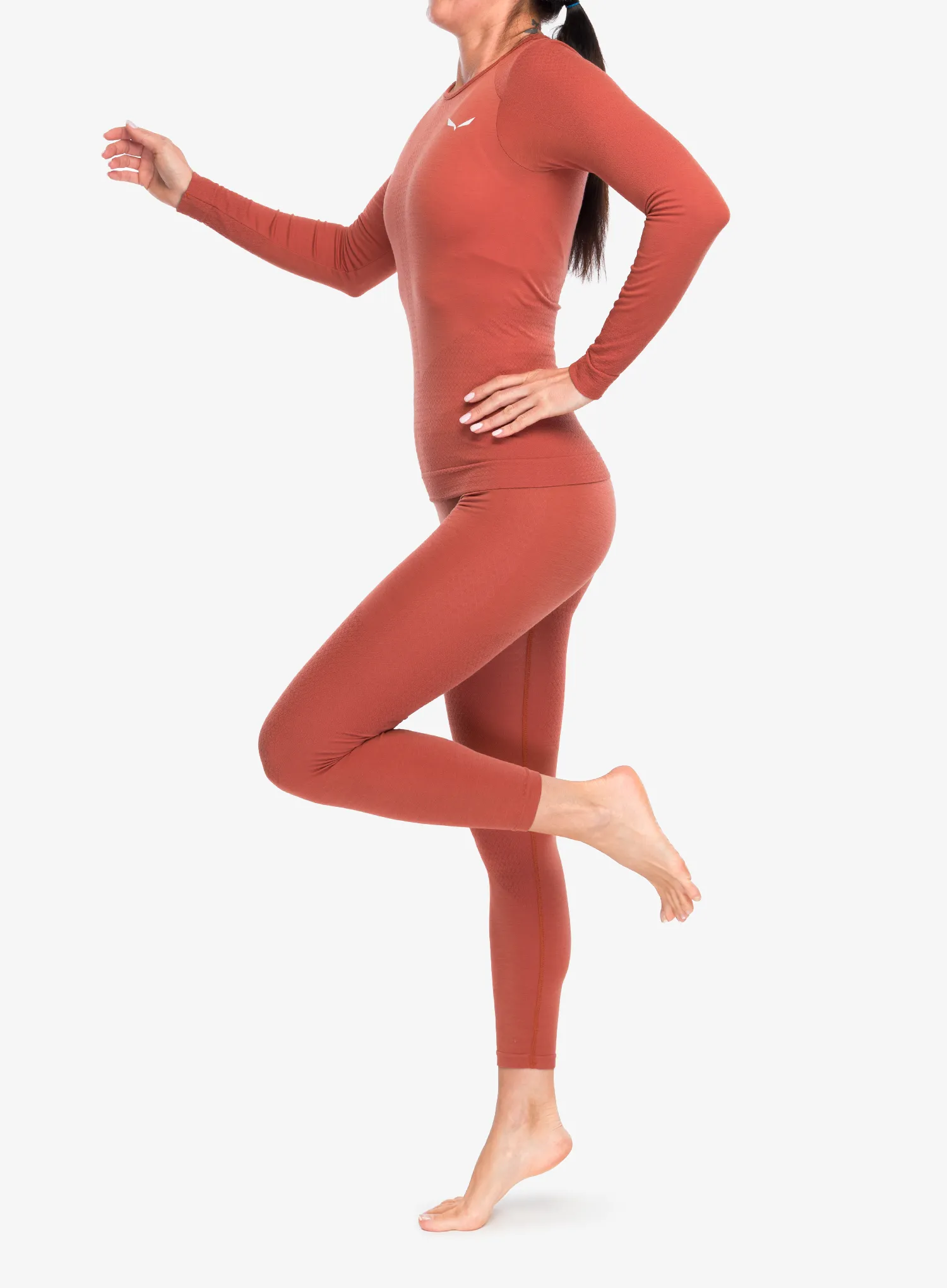 Ženska termo flis jopa Salewa Zebru Medium Warm AMR L/S Tee - etruscan red