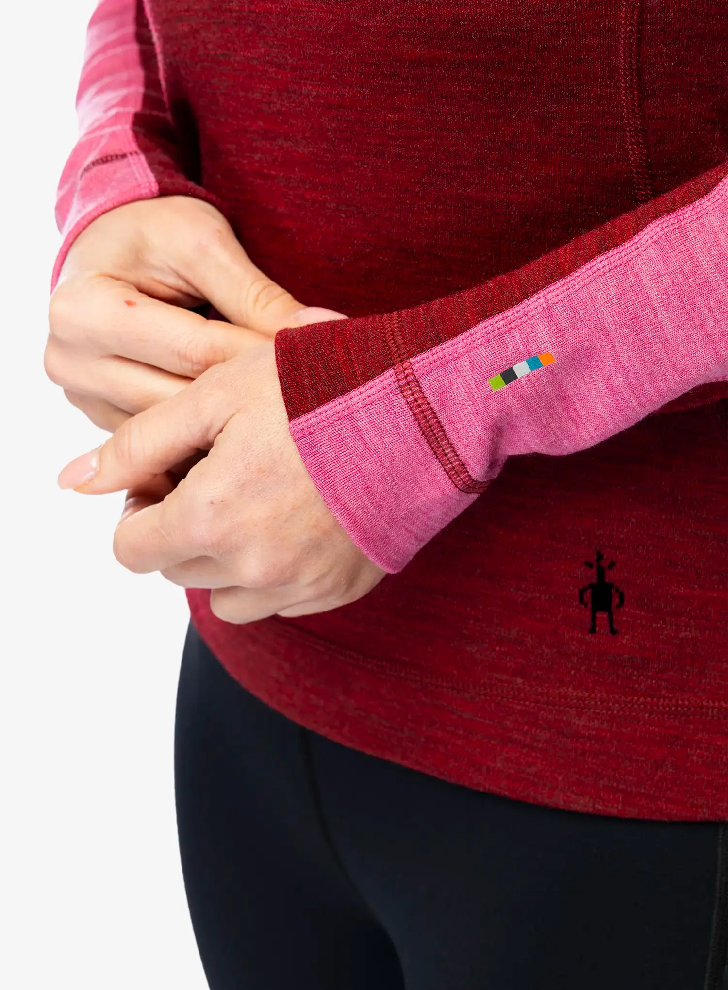 Ženska termo flis jopa Smartwool Classic Thermal Merino BL Colorblock 1/4 Zip Boxed - currant/garden pink