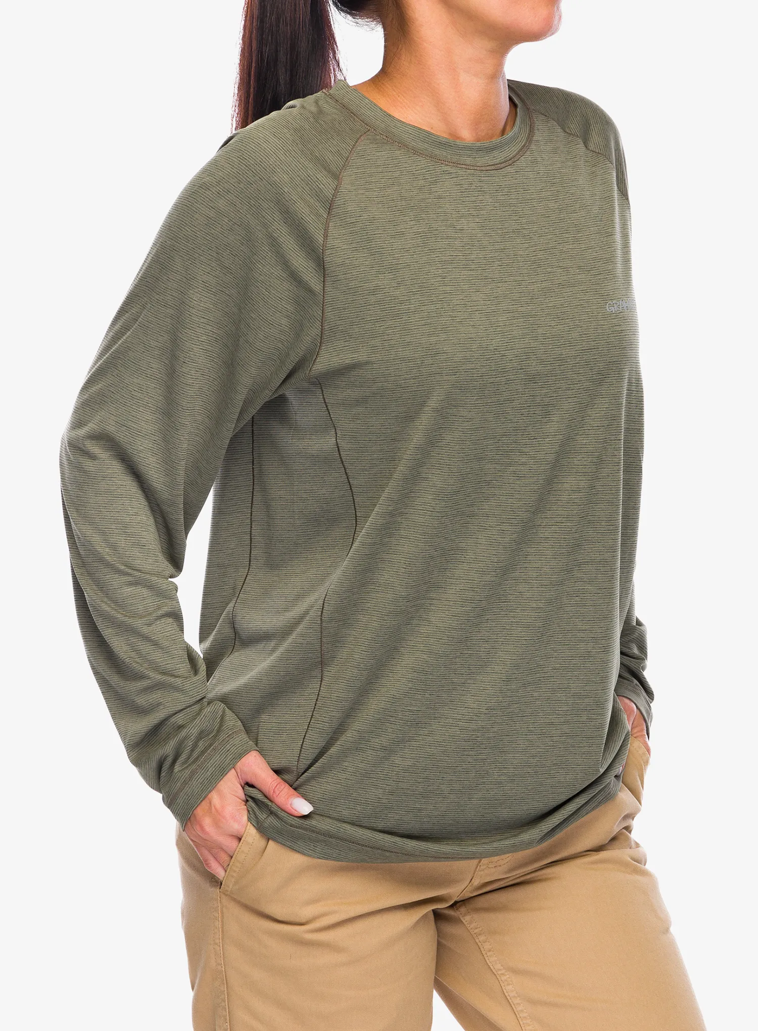 Termo flis jopa Gramicci Winter Thermal LS Crew - olive heather