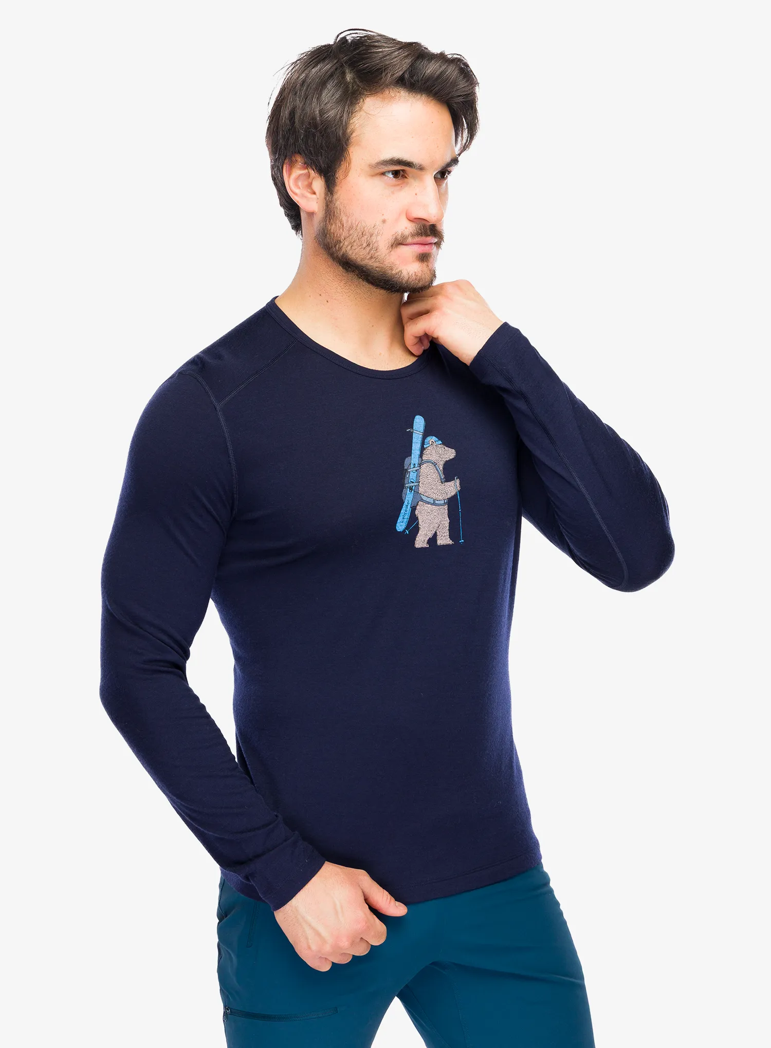 Termo flis jopa Icebreaker Merino 200 Oasis LS Crewe Bear Tour - midnight navy