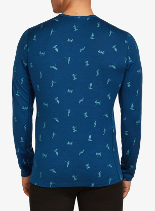Termo flis jopa Icebreaker Merino 200 Oasis LS Crewe Snow Day AOP - atlantis/topaz/aop