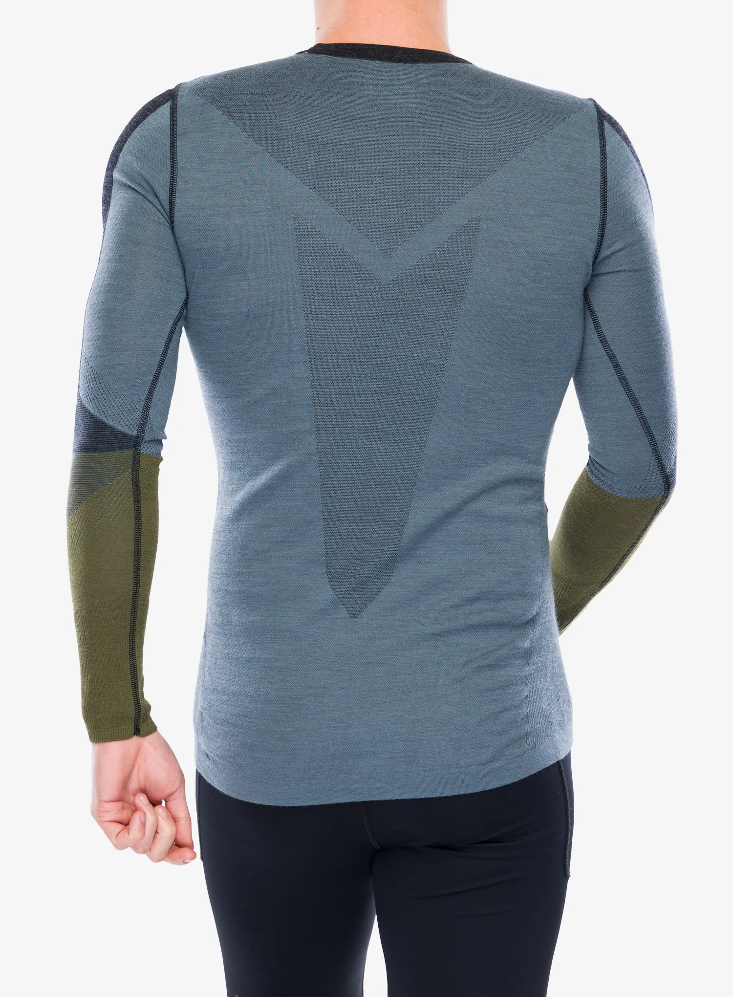 Termo flis jopa Smartwool Intraknit Thermal Merino BL Colorblock Crew - charcoal/winter moss