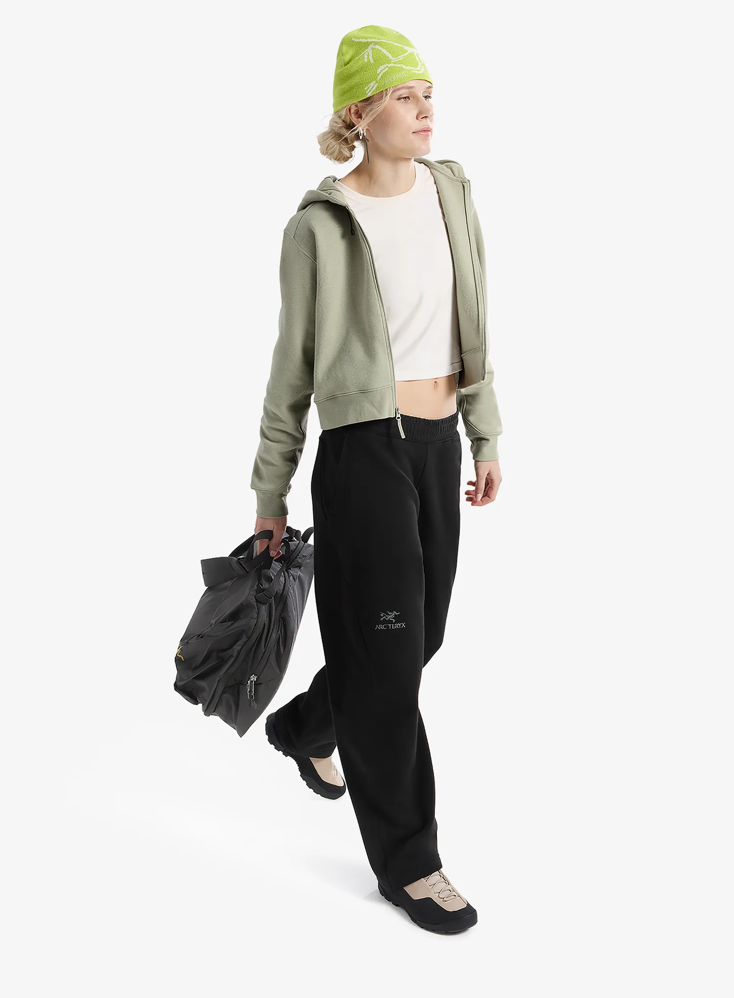 Ženska plezalna jopa Arcteryx Emblem Fleece Full Zip Crop Hoody - habitat