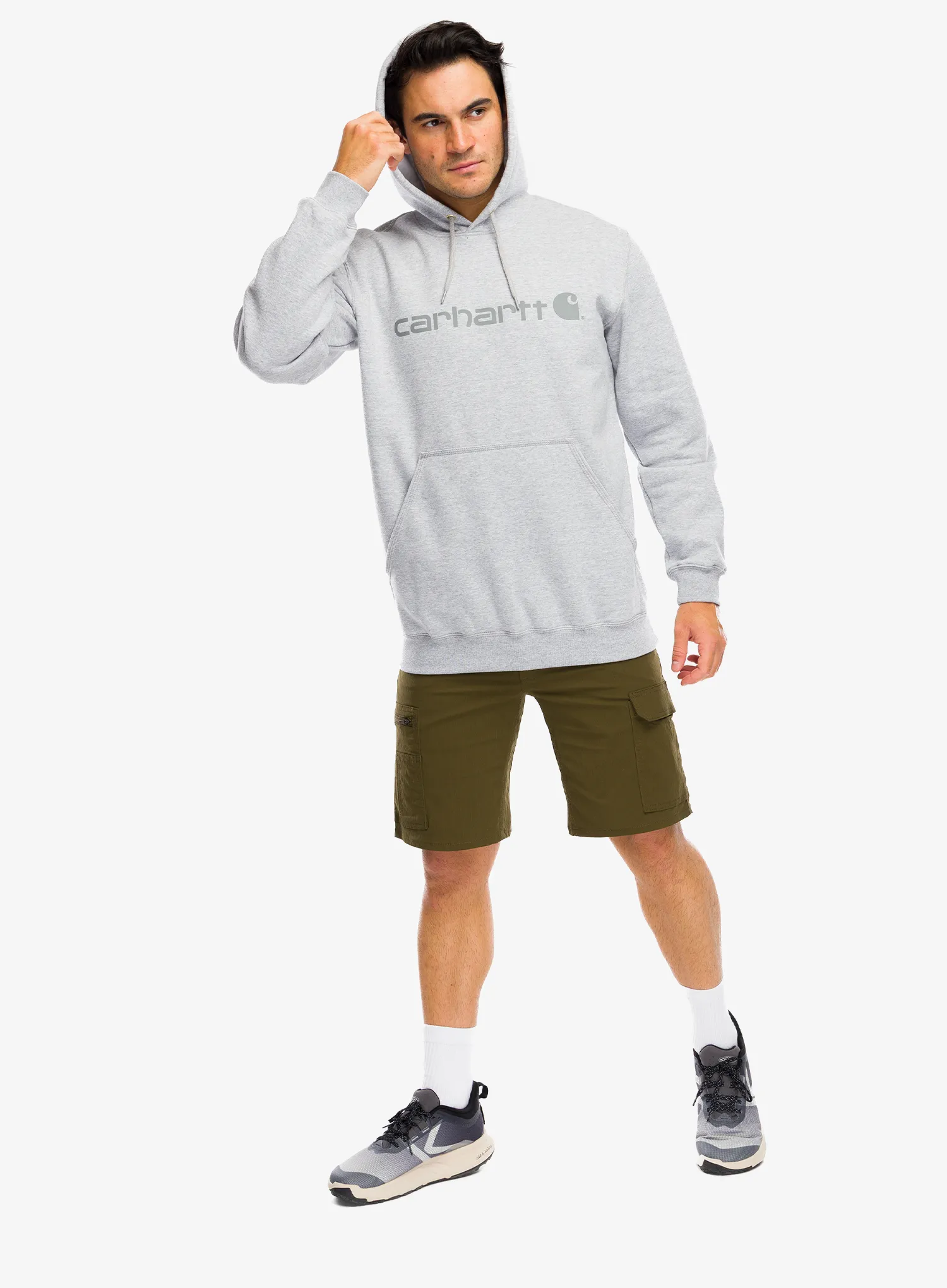 Jopica s kapuco Carhartt Marquette Logo Sweatshirt - heather gray/gray