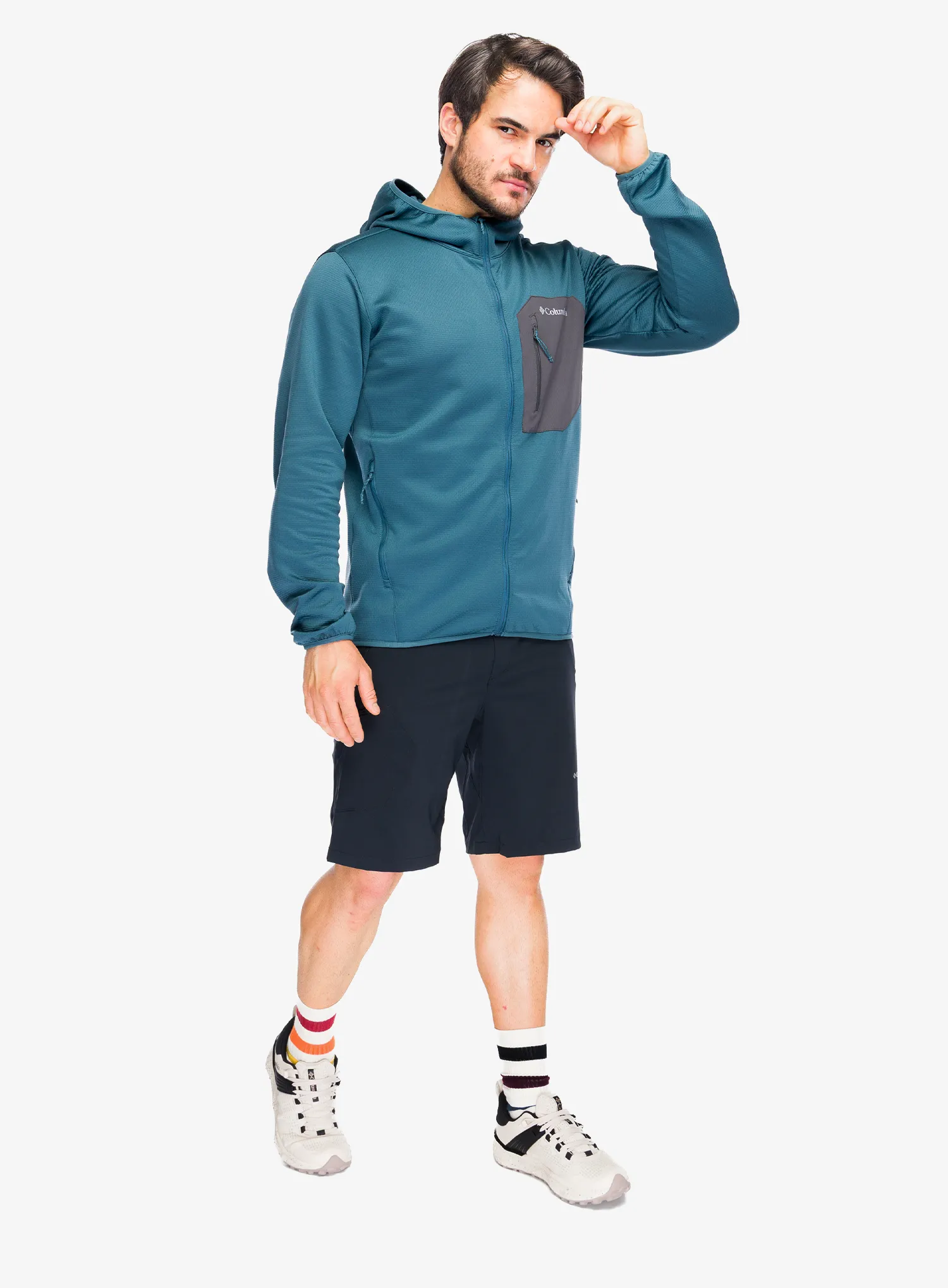 Jopica s kapuco Columbia Tall Heights Hdd Grid Fleece Full Zip - everblue/shark