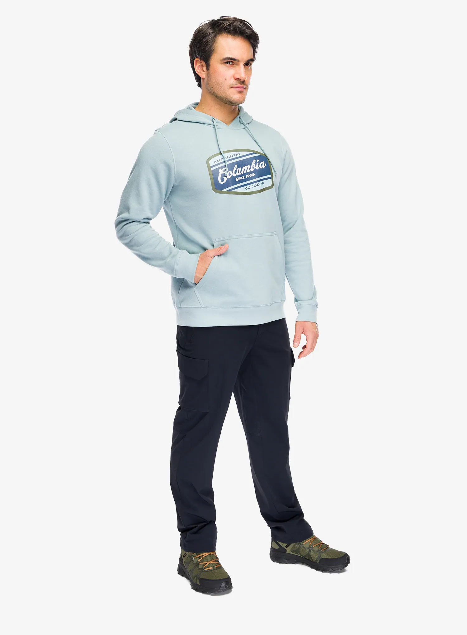 Jopica s kapuco Columbia Trek Graphic Hoodie - crushed blue/c.badge