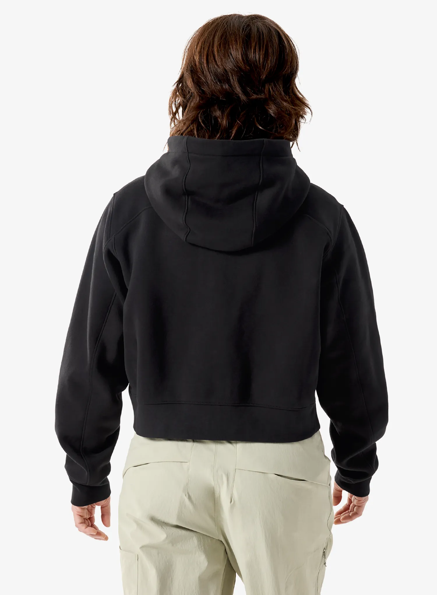 Ženska jopa s kapuco Arcteryx Emblem Fleece Full Zip Crop Hoody - black