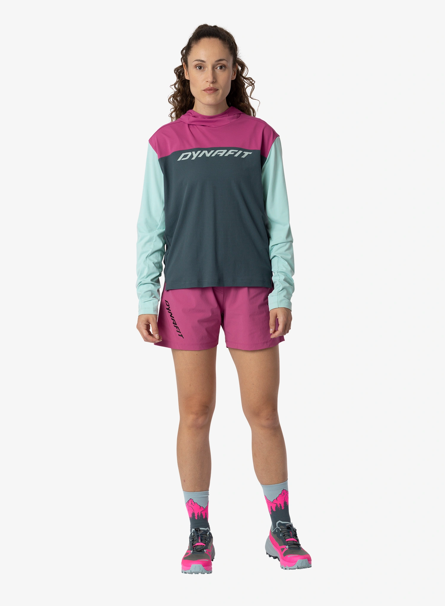 Ženska jopa s kapuco Dynafit Traverse Sun Hoody - cinder/magenta