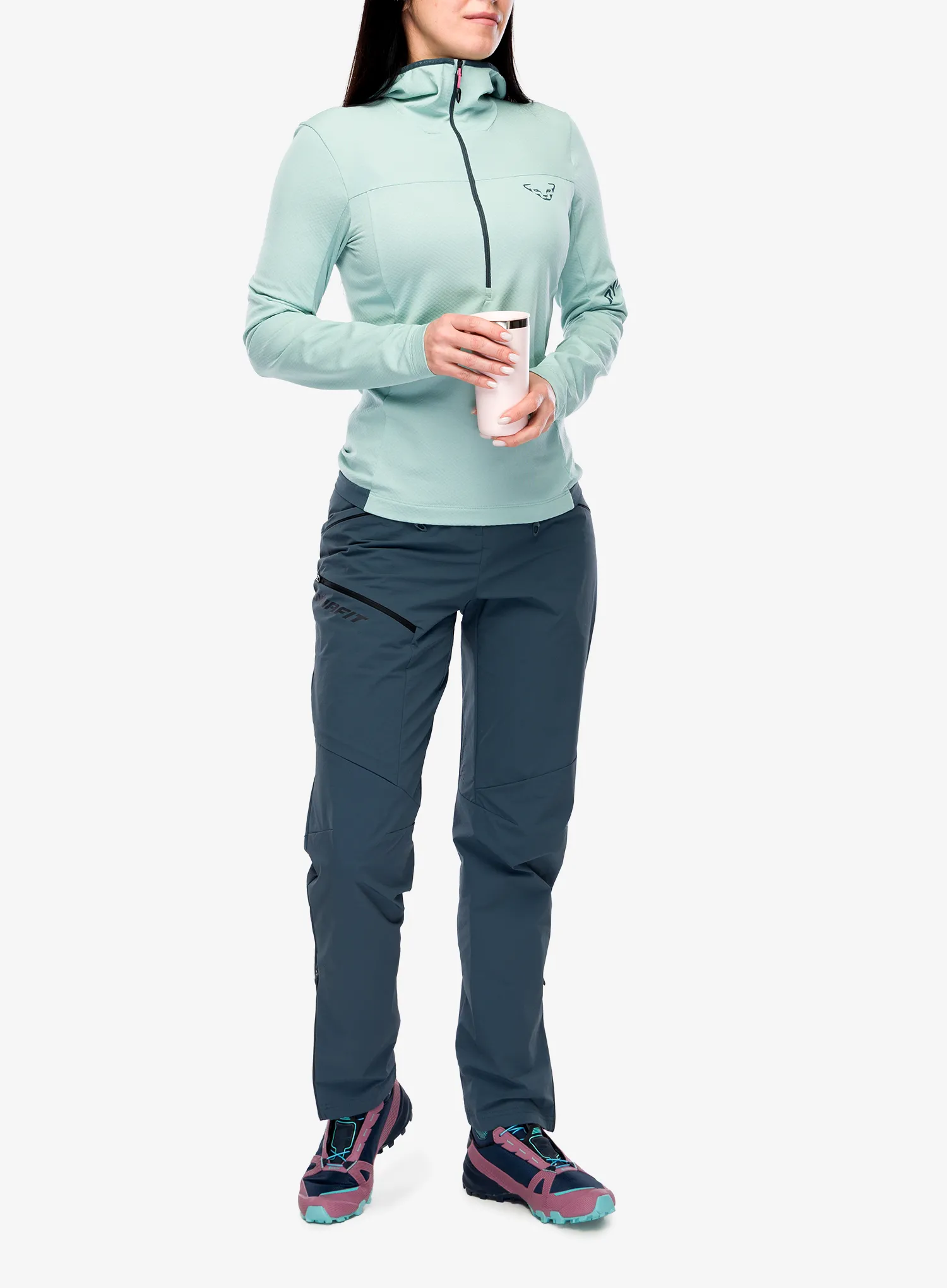 Ženska jopa s kapuco Dynafit Traverse Thermal 1/2 Zip - cloud blue