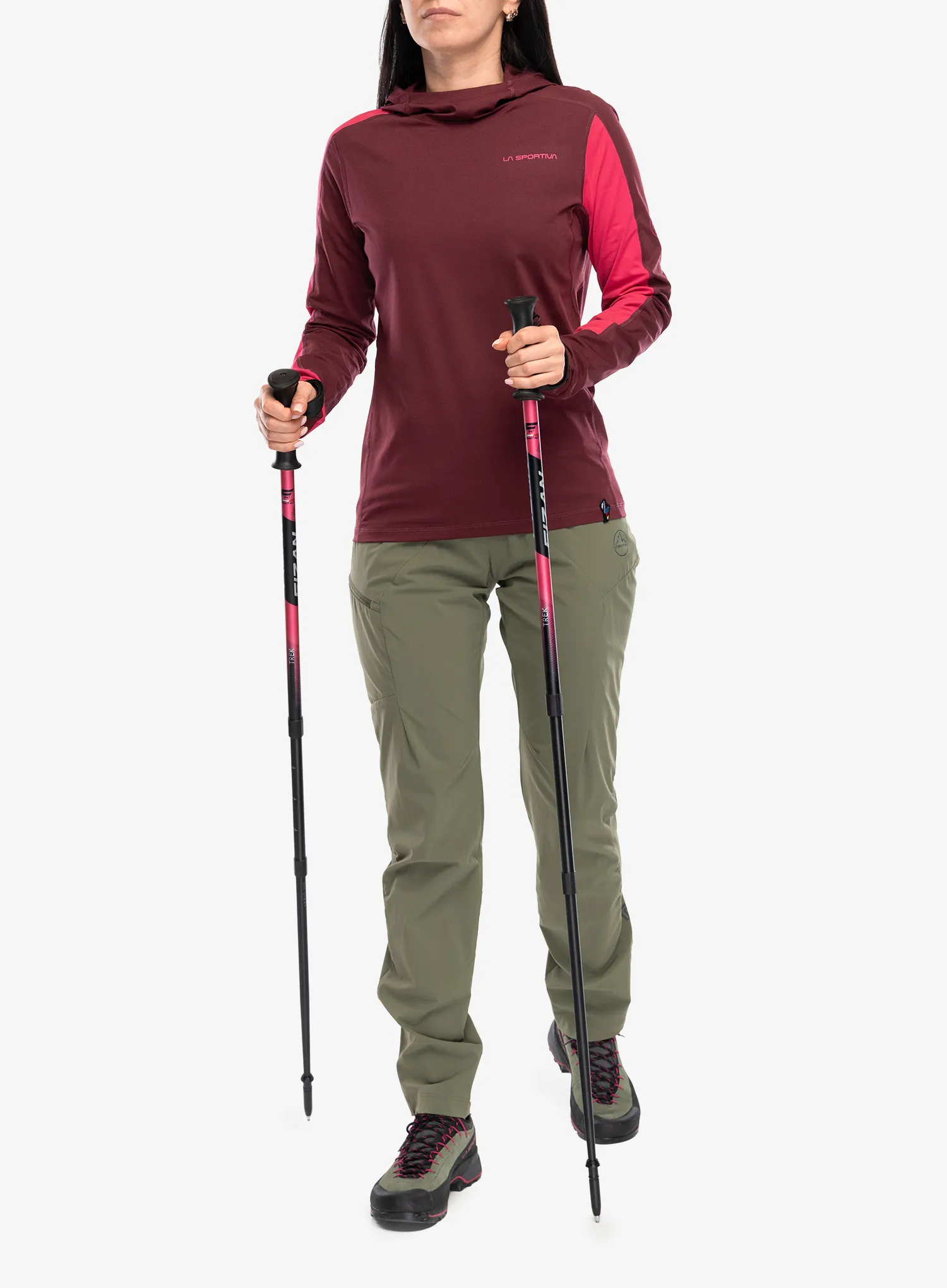Ženska jopa s kapuco La Sportiva Cloud Shadow Sun Hoody - redwood/azalea