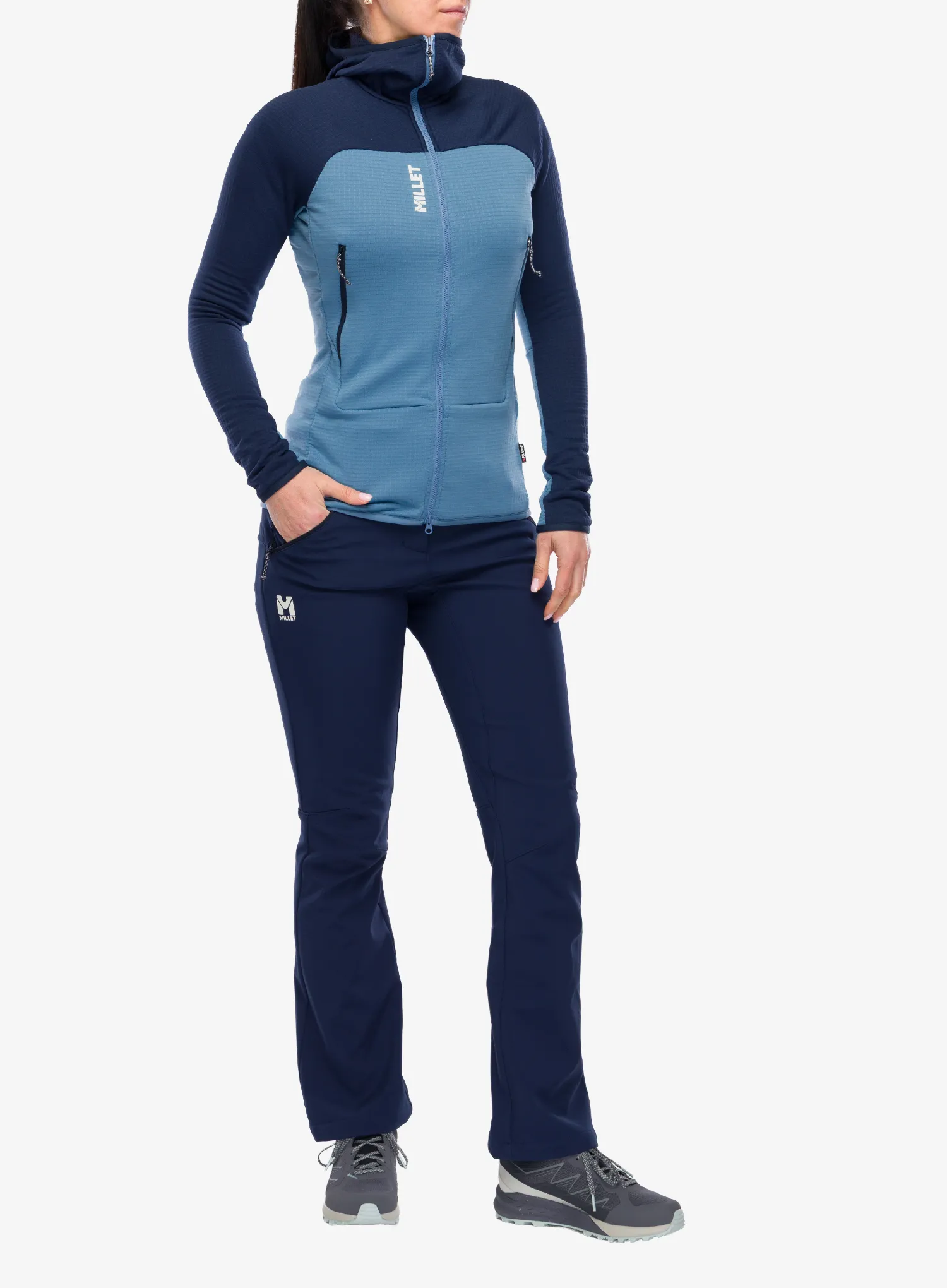 Ženska jopa s kapuco Millet Fusion Grid Hoodie - coronet blue/saphir