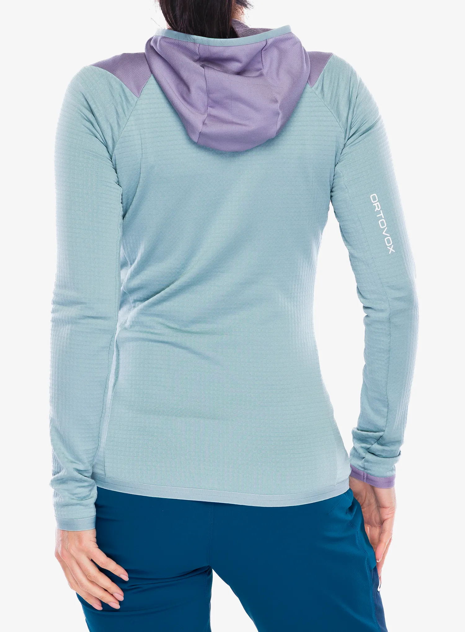 Ženska jopa s kapuco Ortovox Fleece Grid Hoody - glacier grey