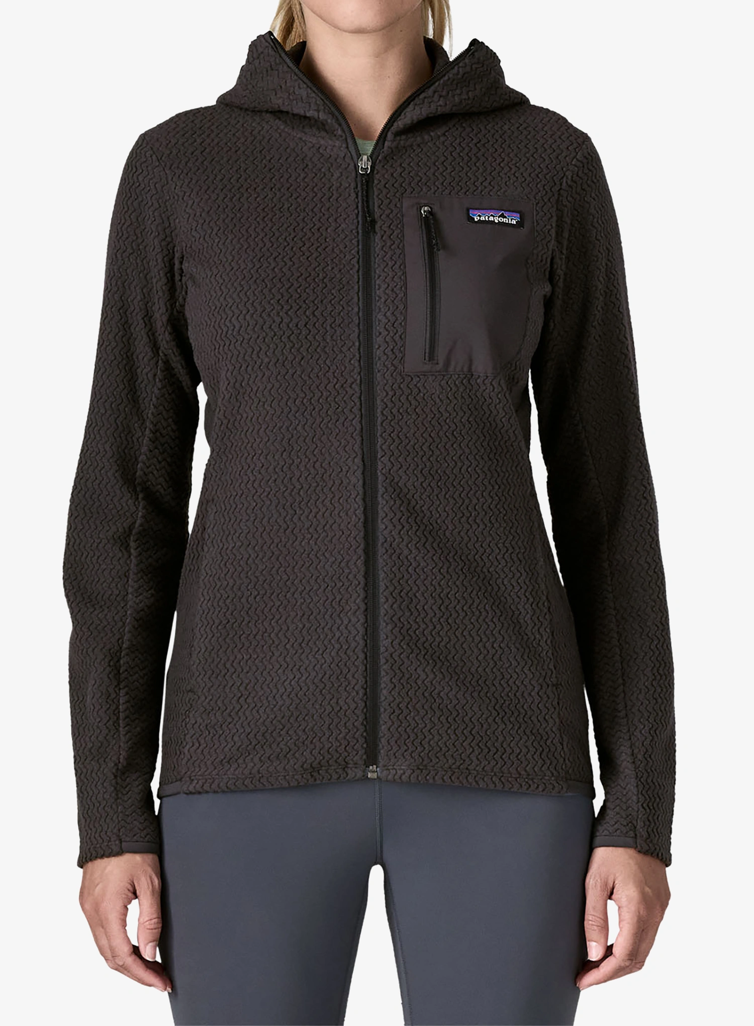 Ženska jopa s kapuco Patagonia R1 Air Full-Zip Hoody - black