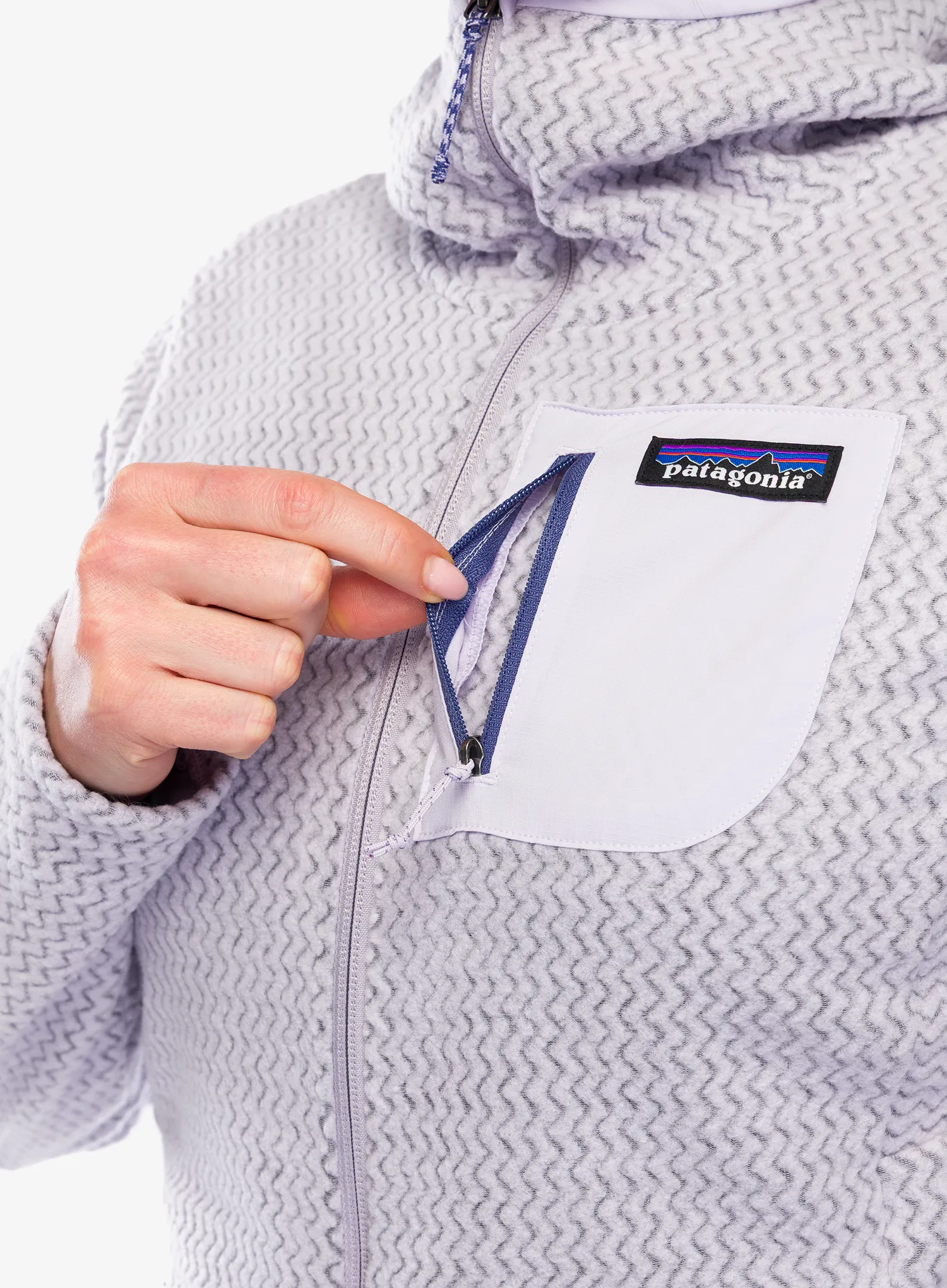 Ženska jopa s kapuco Patagonia R1 Air Full-Zip Hoody - foxglove purple