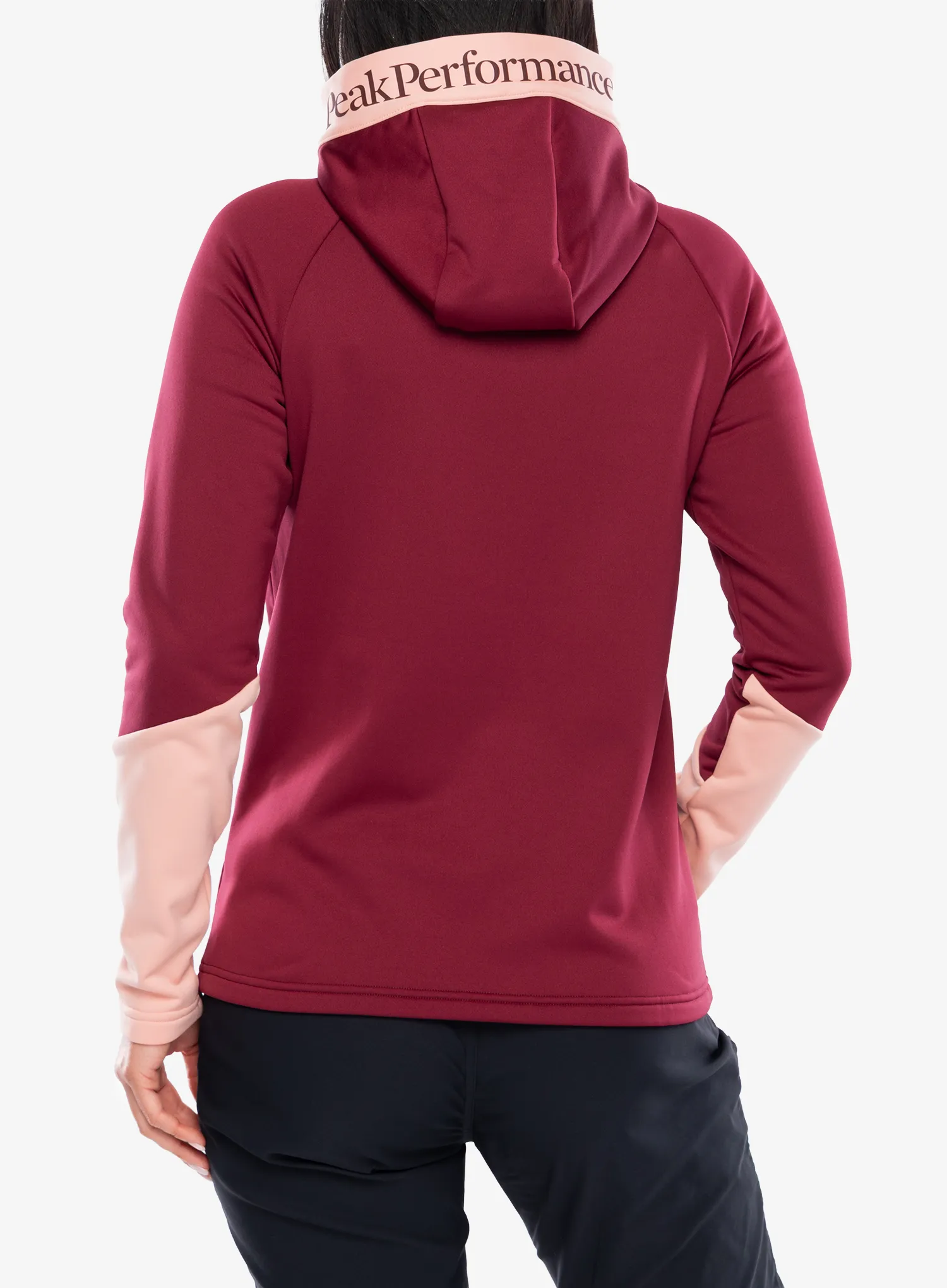 Ženska jopa s kapuco Peak Performance Rider Essentials Zip Hood - vertical zenith/peach fuzz
