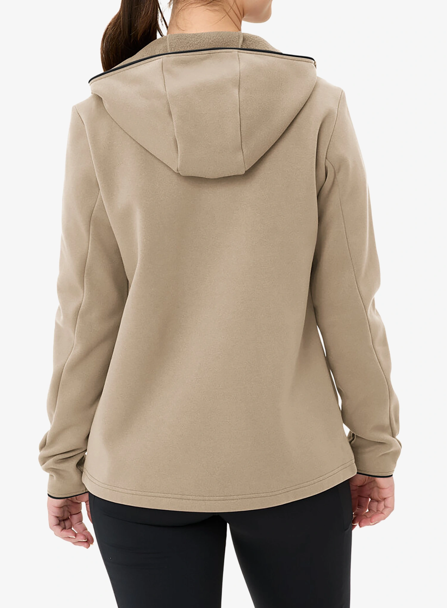 Ženska jopa s kapuco Vaude Idris Fleece Hoody - linen