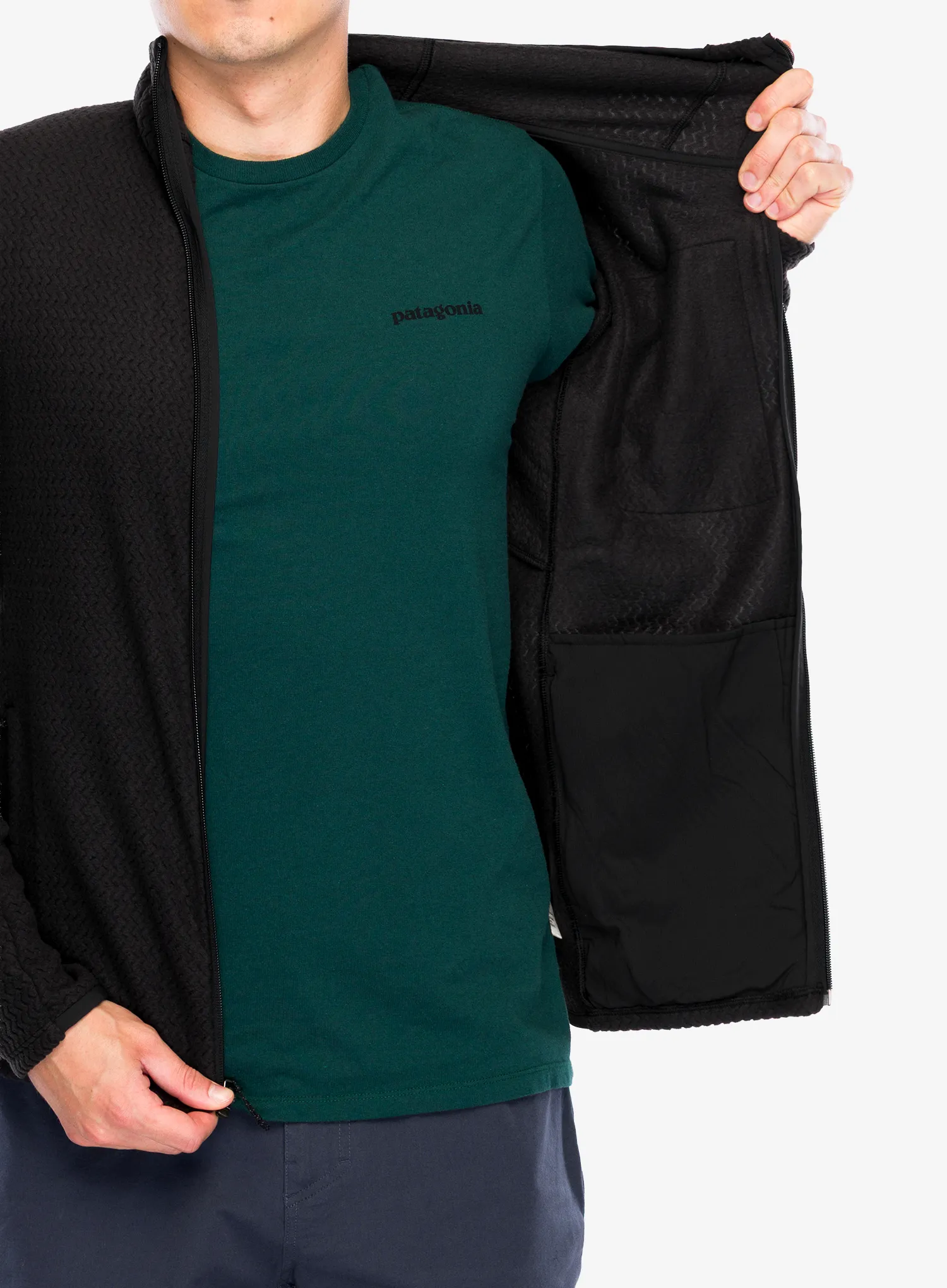 Jopica s kapuco Patagonia R1 Air Full-Zip Hoody - black
