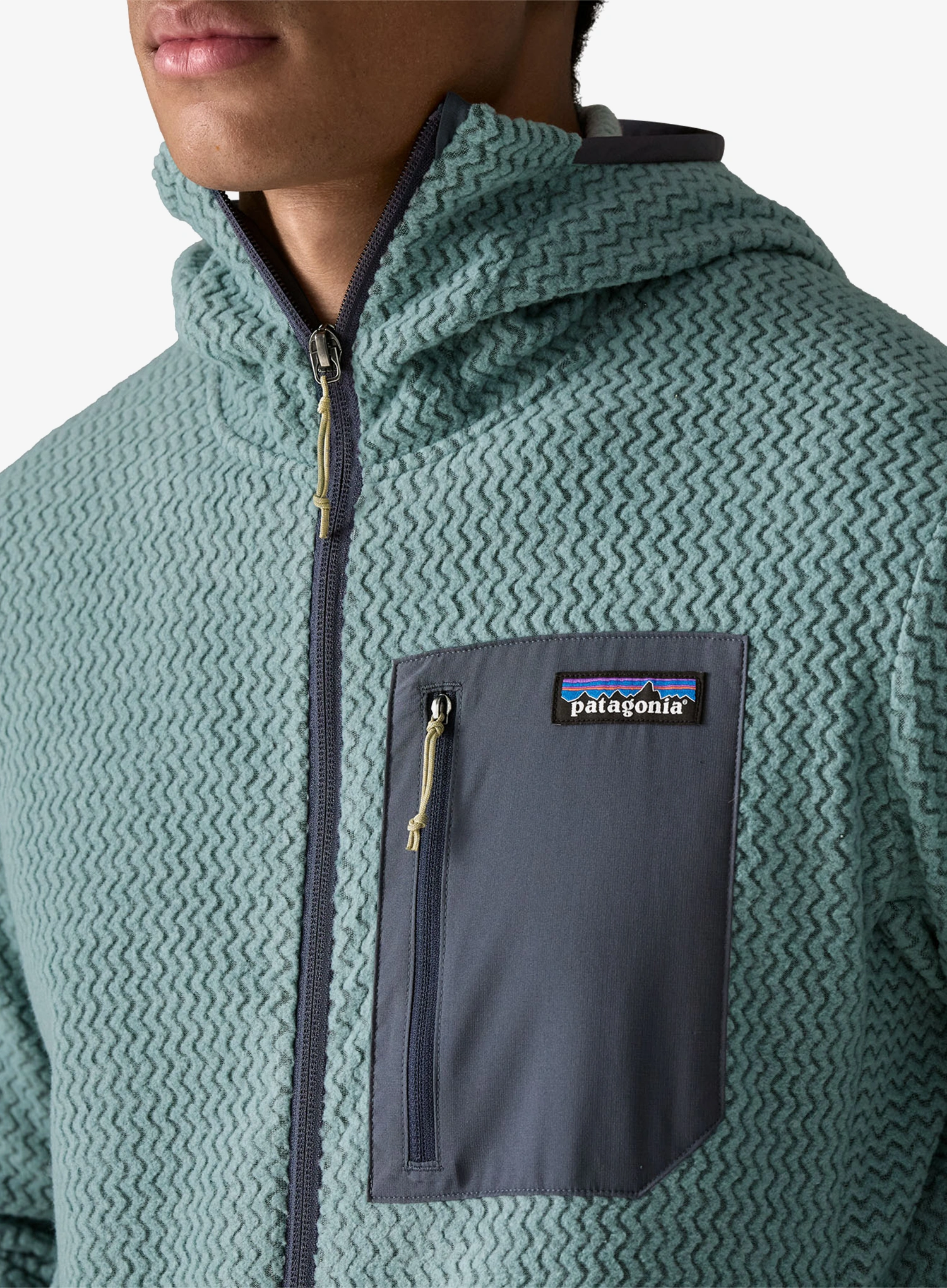 Jopica s kapuco Patagonia R1 Air Full-Zip Hoody - blue sage