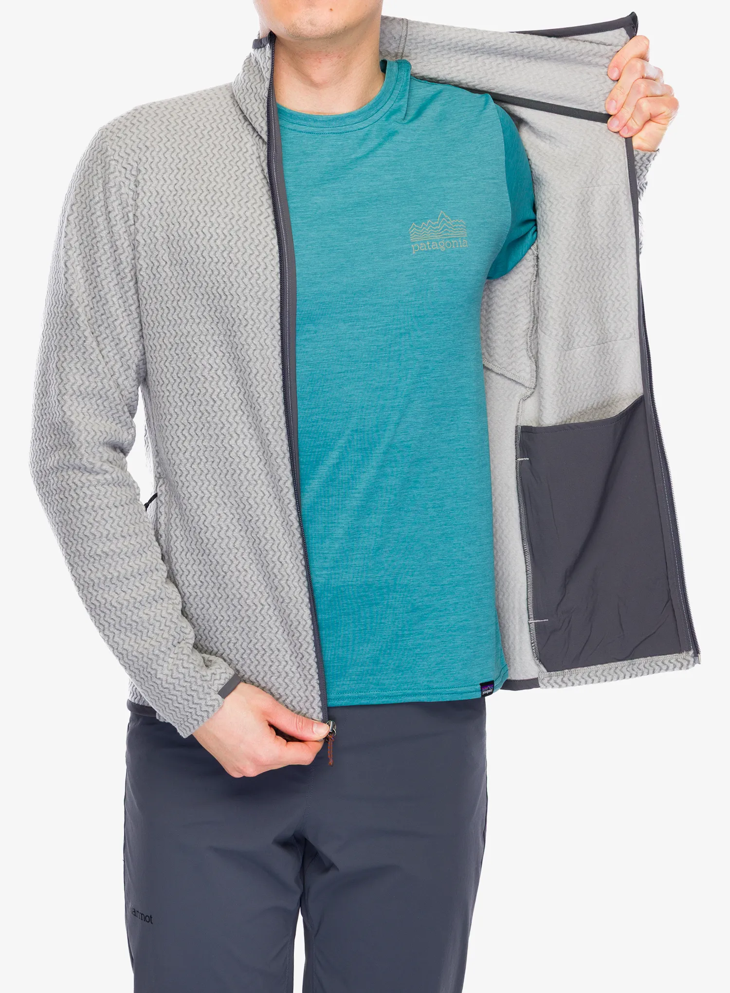 Jopica s kapuco Patagonia R1 Air Full-Zip Hoody - forever grey