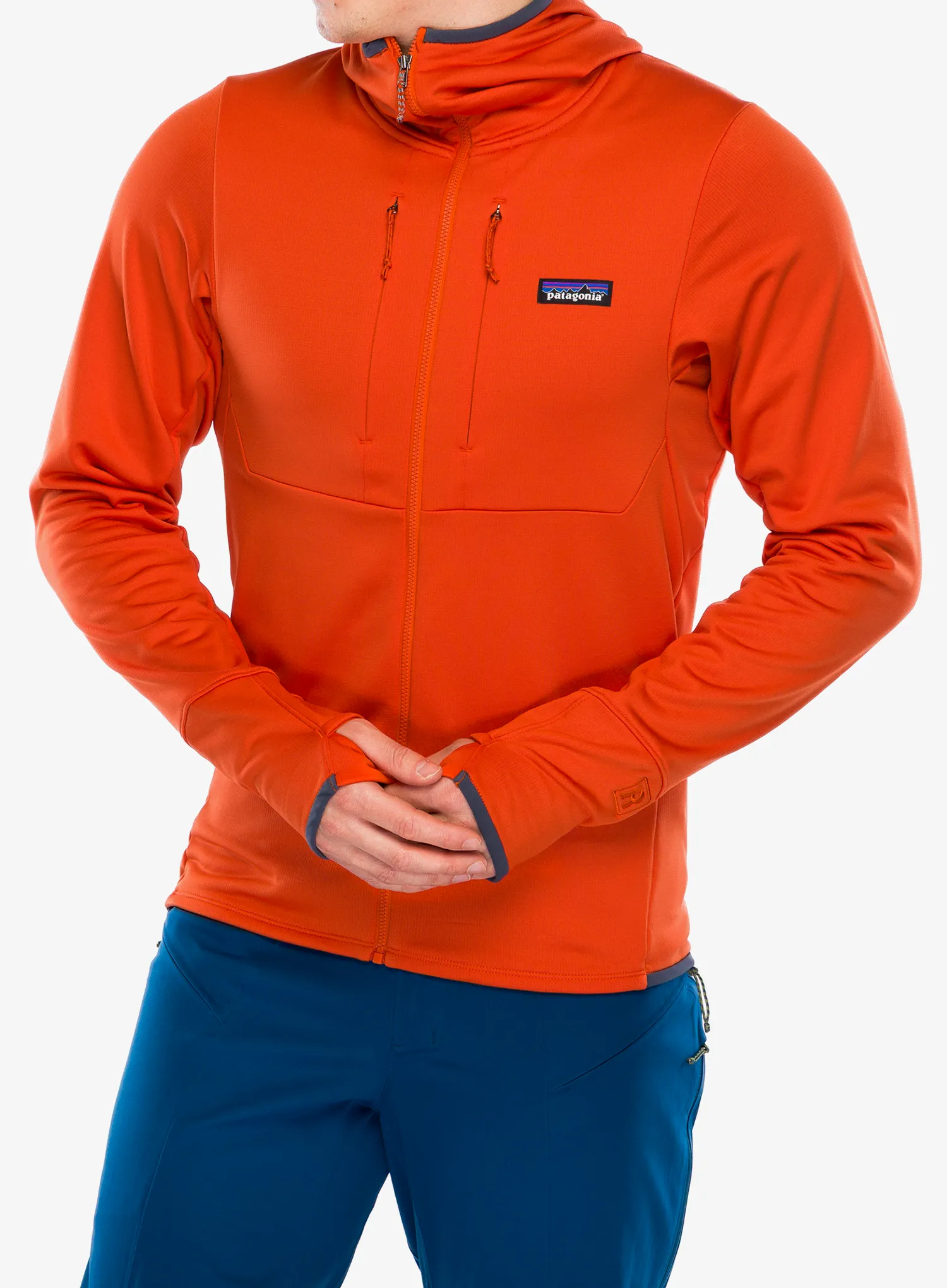 Jopica s kapuco Patagonia R1 Thermal Full-Zip Hoody - pollinator orange