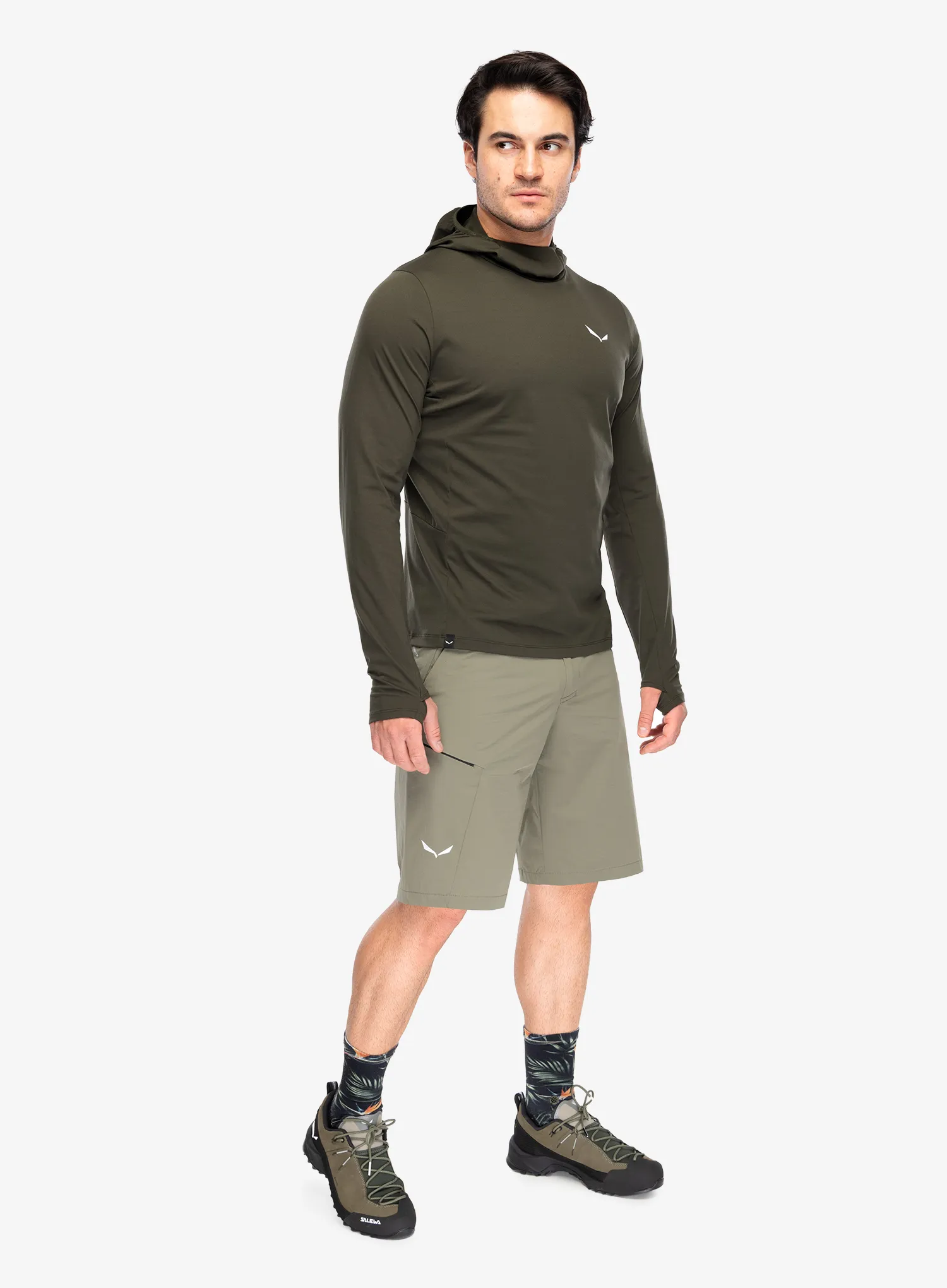 Jopica s kapuco Salewa Puez Sun Hoodie - dark olive